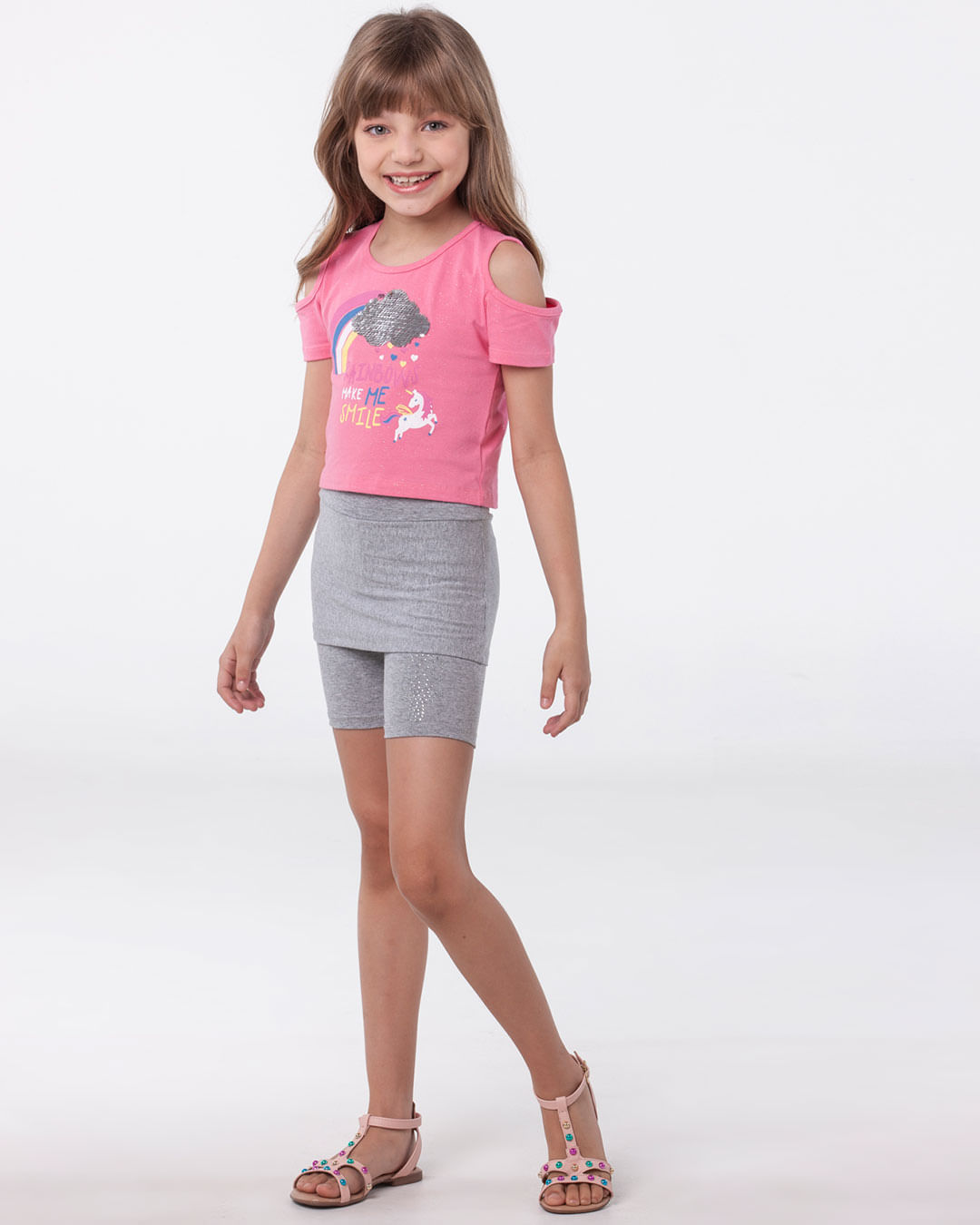 Short-Saia-Infantil-Sorvete-Strass-Cinza
