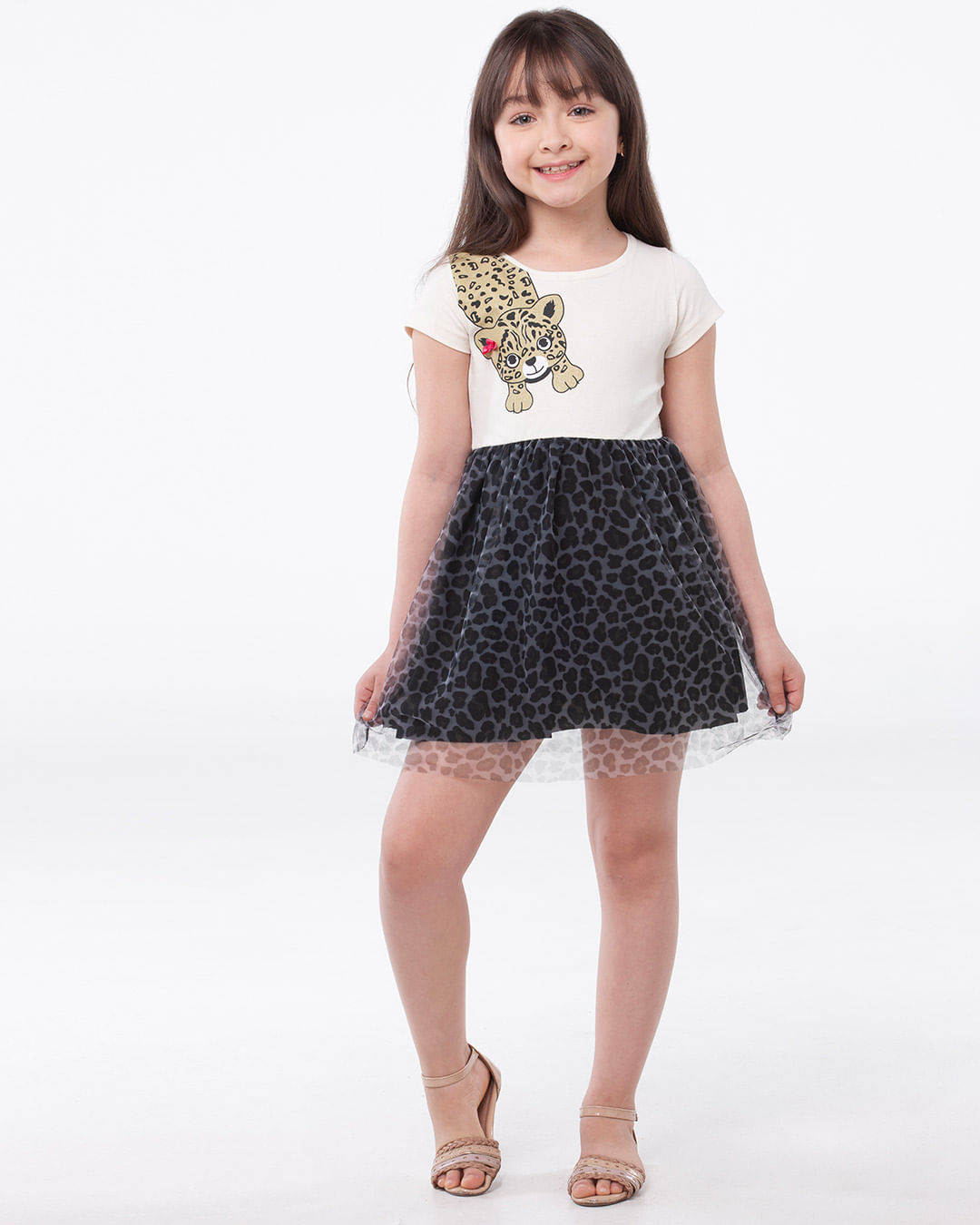 Vestido-Infantil-Tule-Animal-Print-Oncinha-Bege