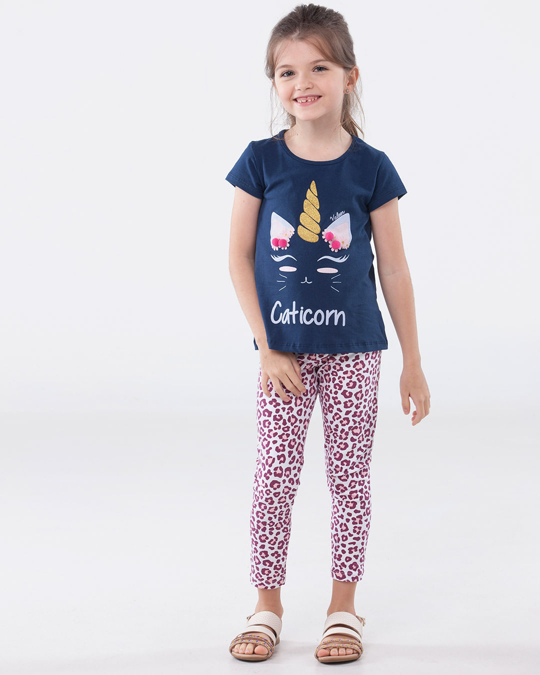 Conjunto-Infantil-Manga-Curta-Gaticorn-Onca-Azul-Escuro