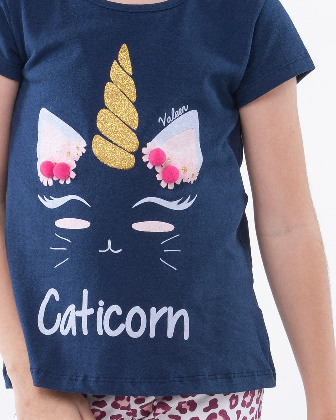 Conjunto-Infantil-Manga-Curta-Gaticorn-Onca-Azul-Escuro