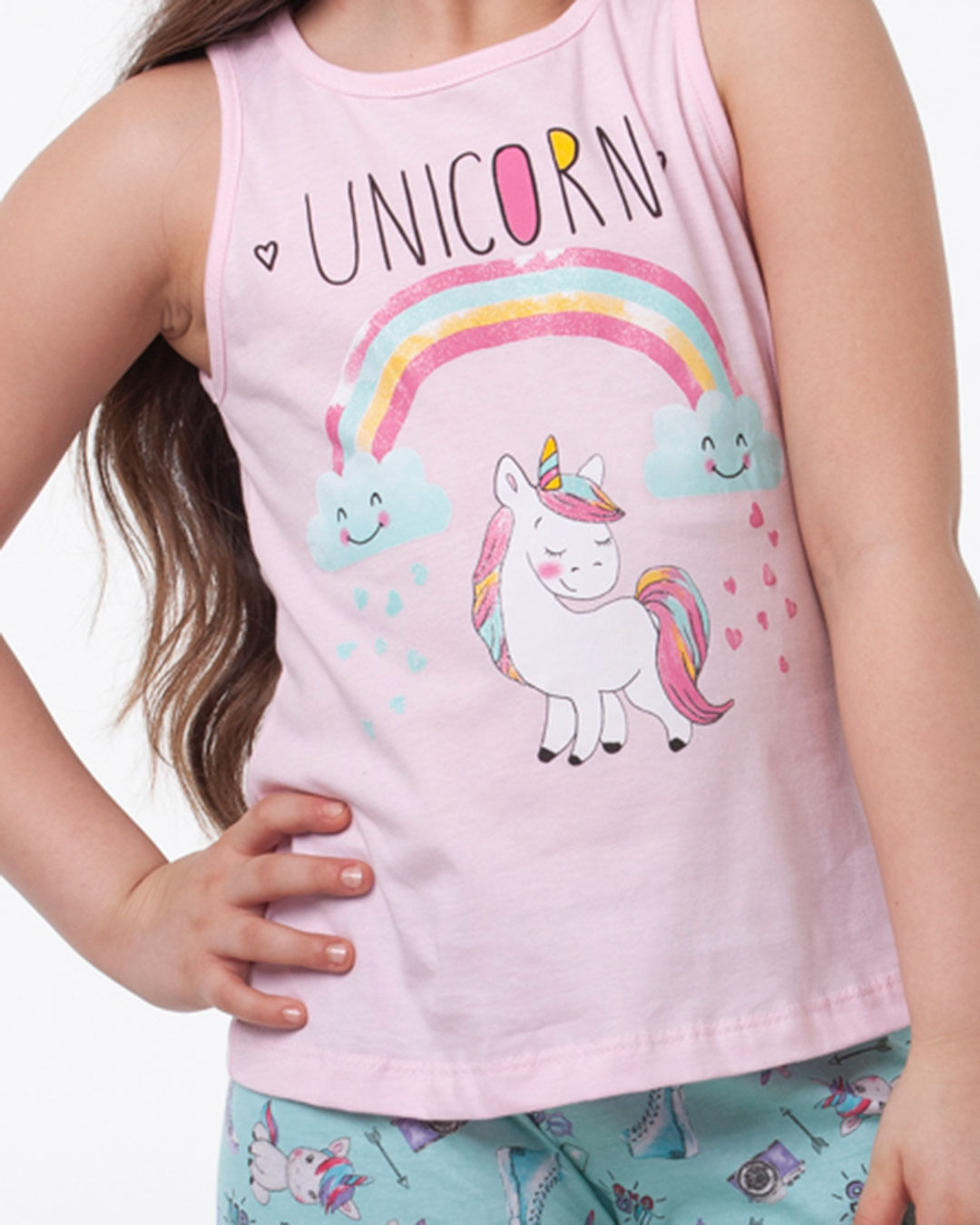 Conjunto-Infantil-Malha-Regata-Short-Unicornio-Rosa