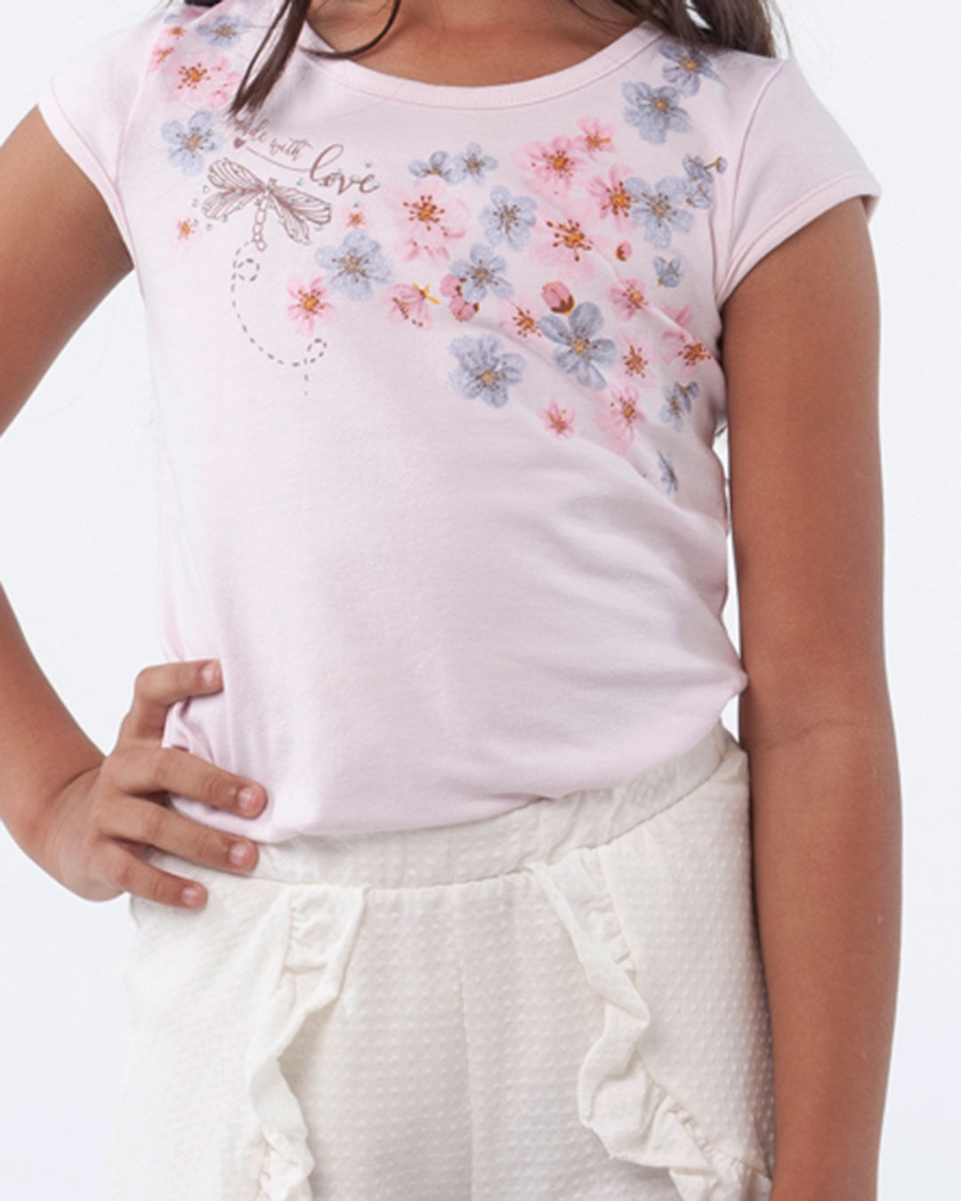 Conjunto-Infantil-Manga-Curta-Floral-Short-Babado-Rosa