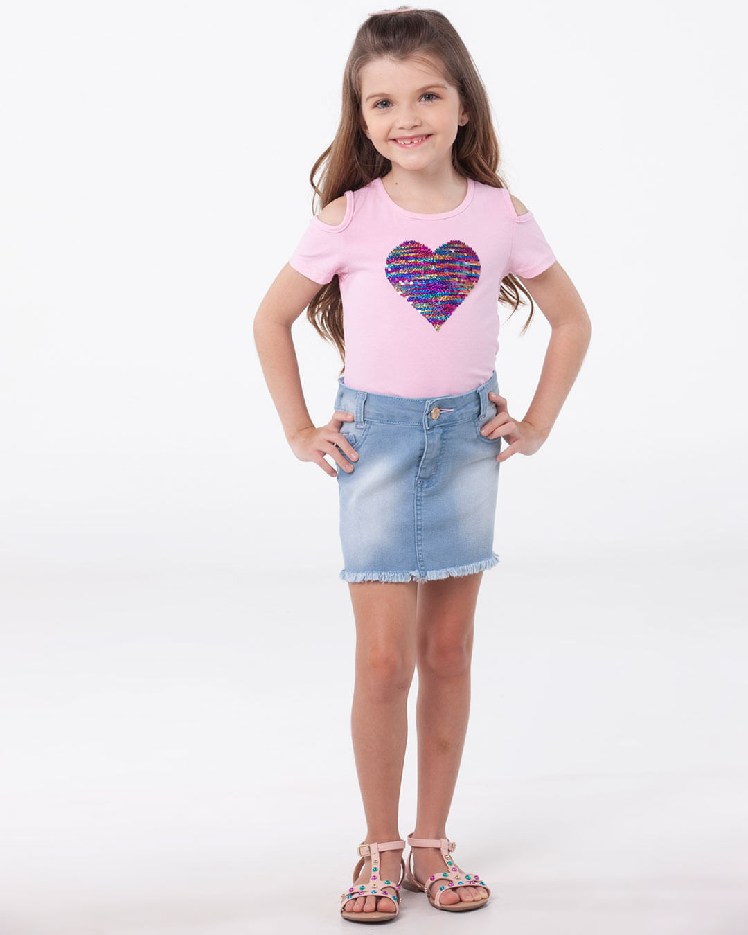 Saia-Jeans-Infantil-Barra-Desfiada-Azul-Claro