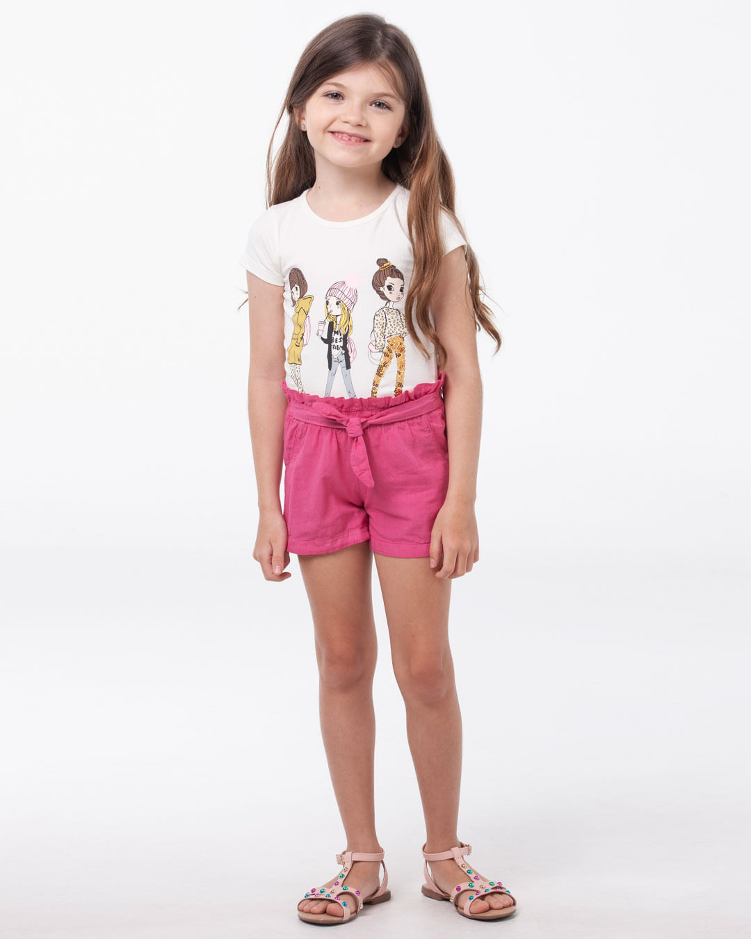 Short-Infantil-Sarja-Clochard-Rosa