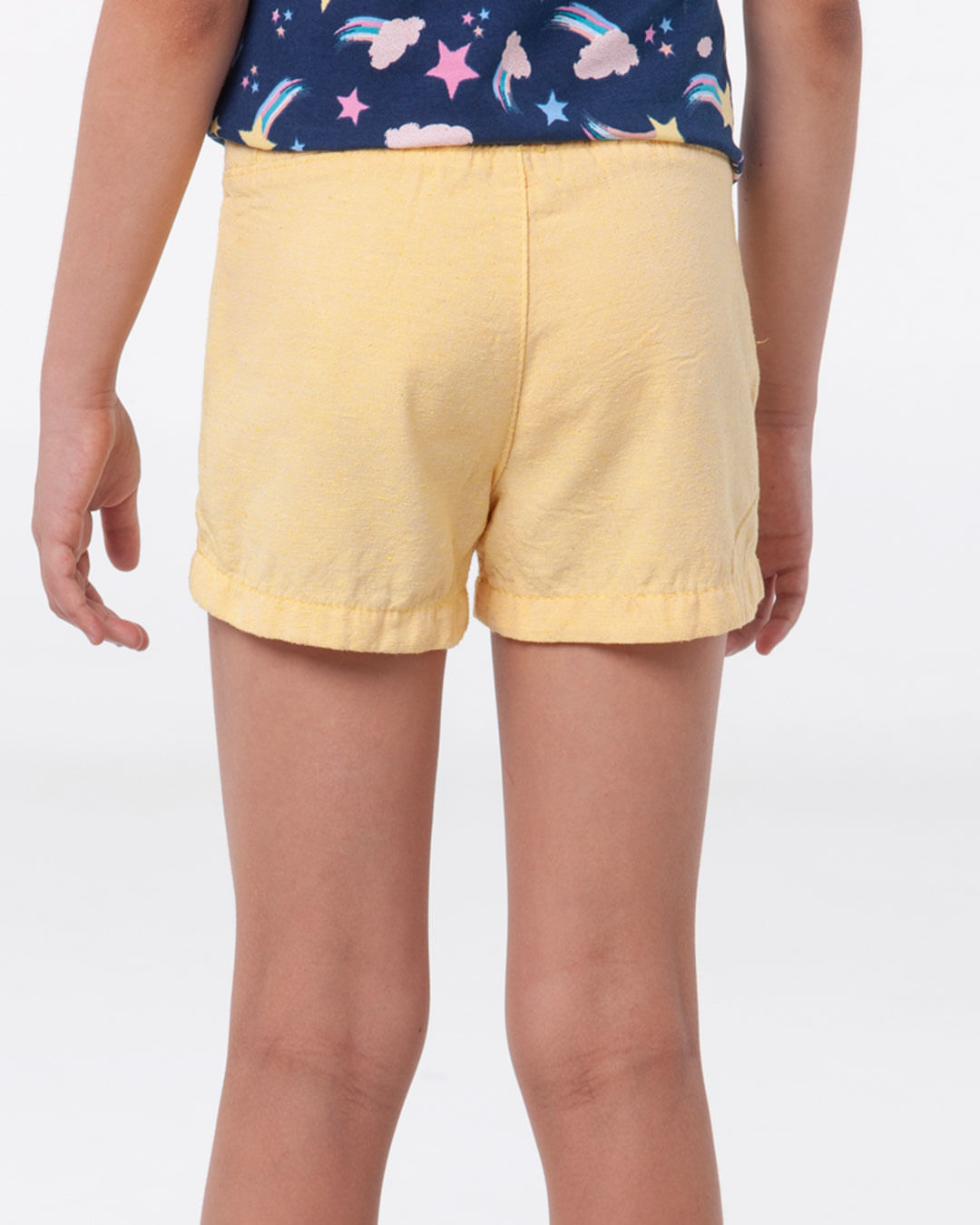 Short-Infantil-Liso-Algodao-Amarelo