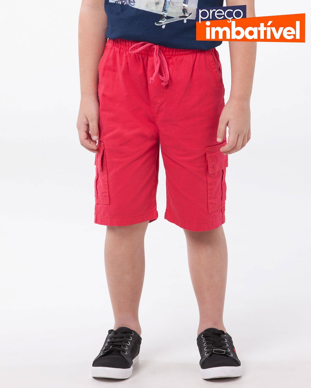 Bermuda-Infantil-Cargo-Elastico-Vermelho