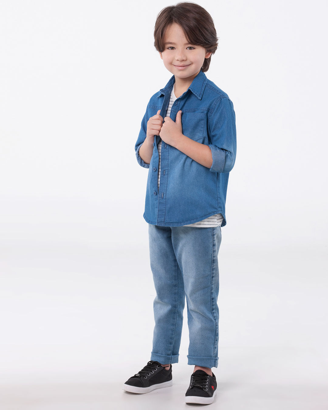 Camisa-Jeans-Infantil-Manga-Longa-Bolso-Azul