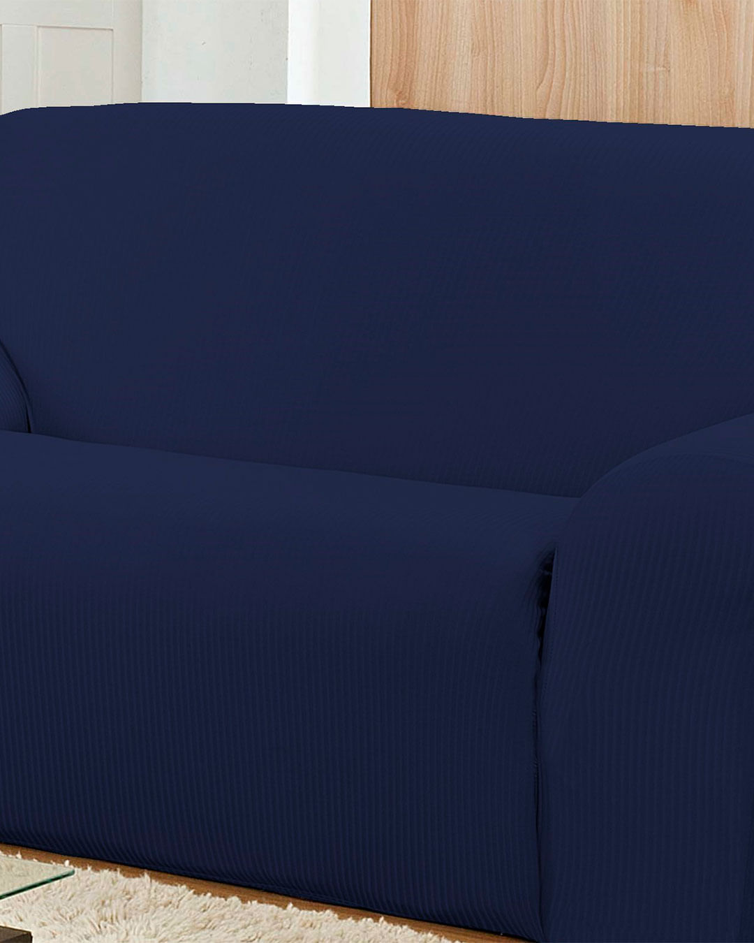 Capa-Para-Sofa-2-Lugares-Malha-Canelada-Azul-Escuro