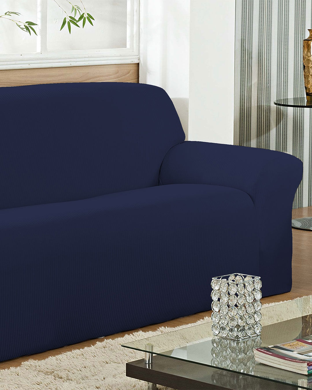 Capa-Para-Sofa-3-Lugares-Malha-Canelada-Azul-Escuro