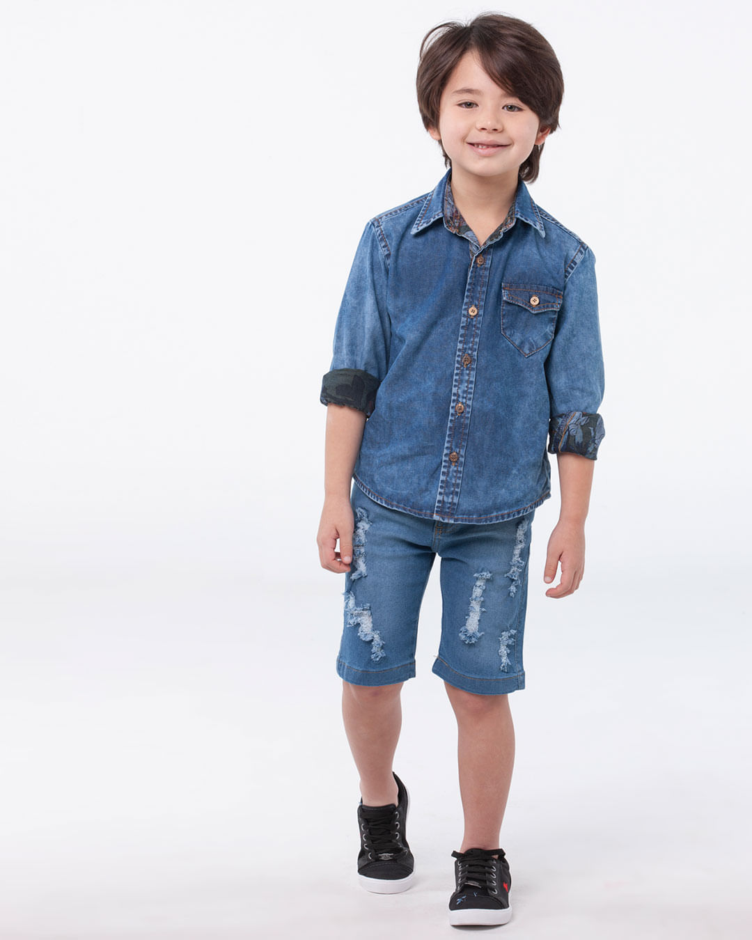 Camisa-Jeans-Infantil-Manga-Longa-Forro-Estampado-Azul