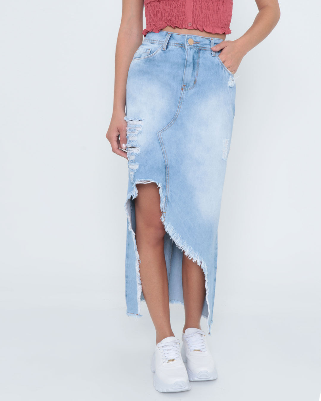Saia-Jeans-Longa-Destroyed-Azul-Claro