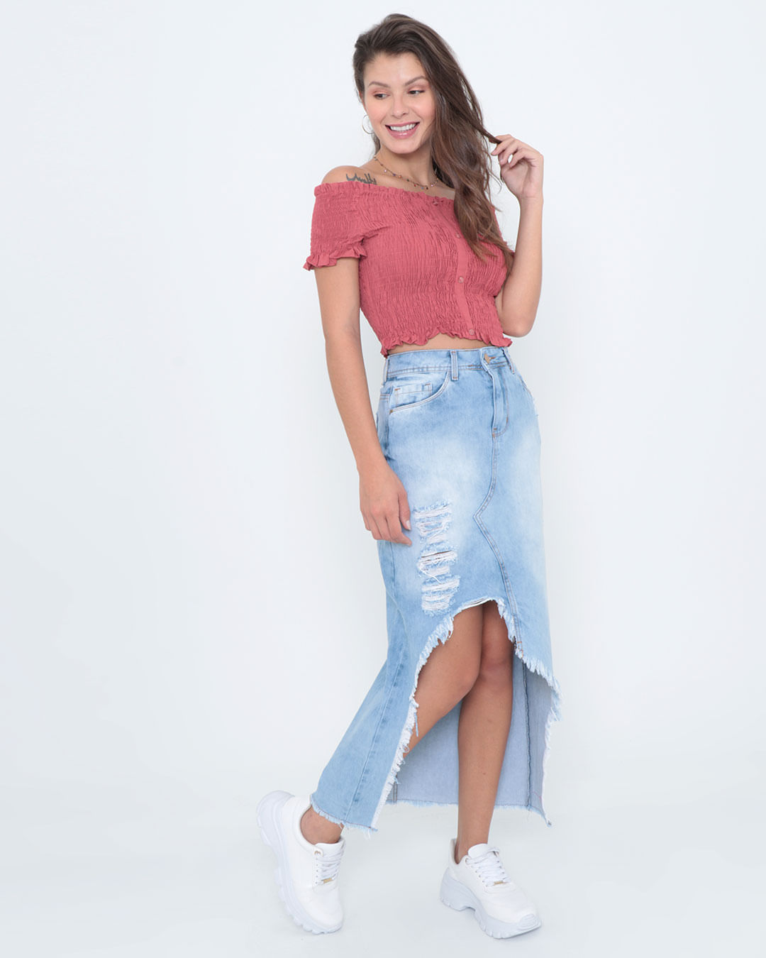 Saia-Jeans-Longa-Destroyed-Azul-Claro