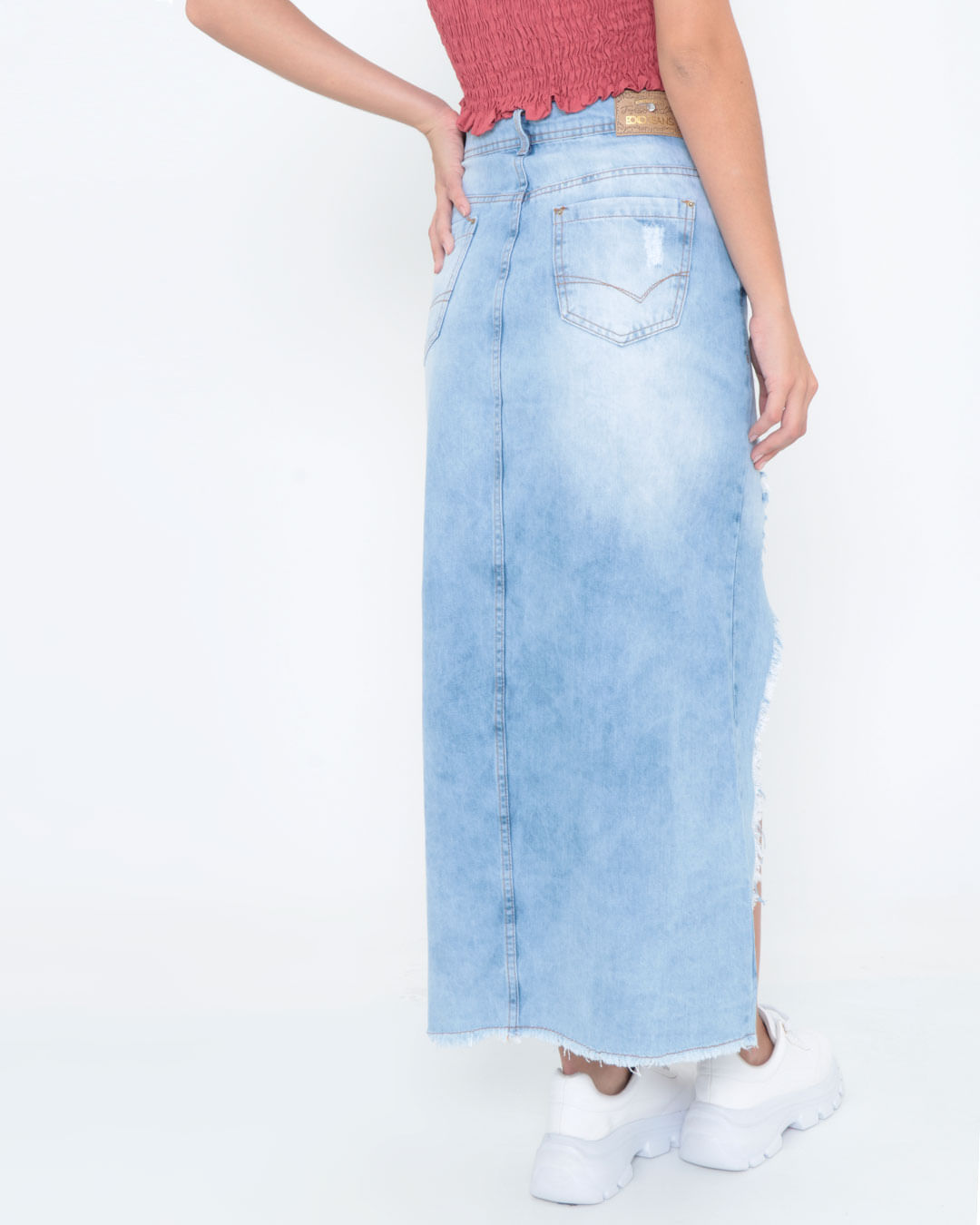 Saia-Jeans-Longa-Destroyed-Azul-Claro