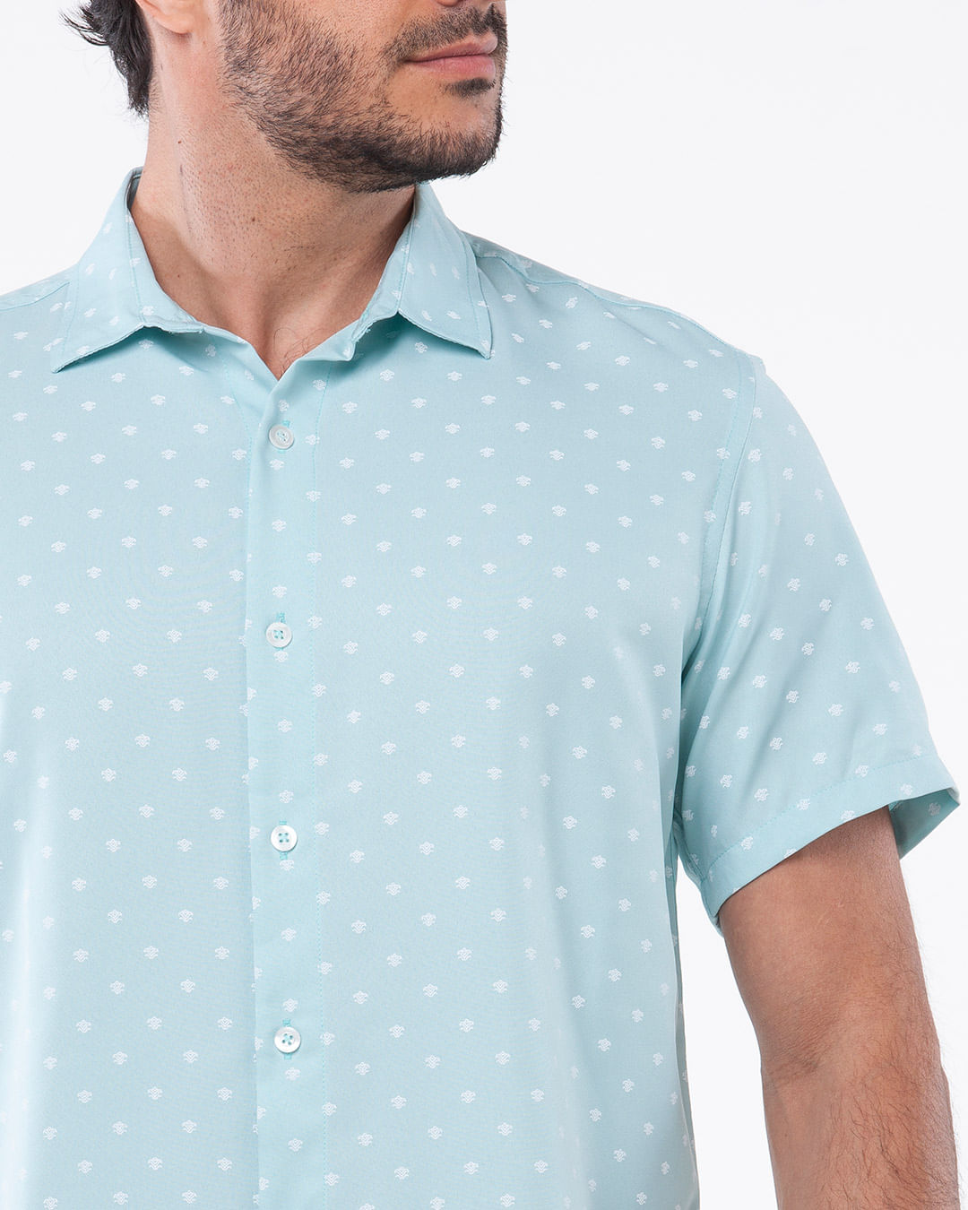 Camisa-Masculina-Estampada-Verde-Claro