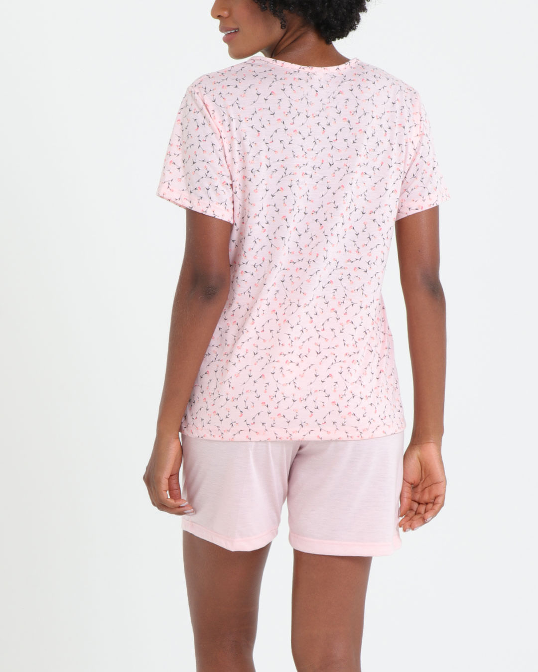 Pijama-Feminino-Manga-Curta-Renda-Floral-Rosa