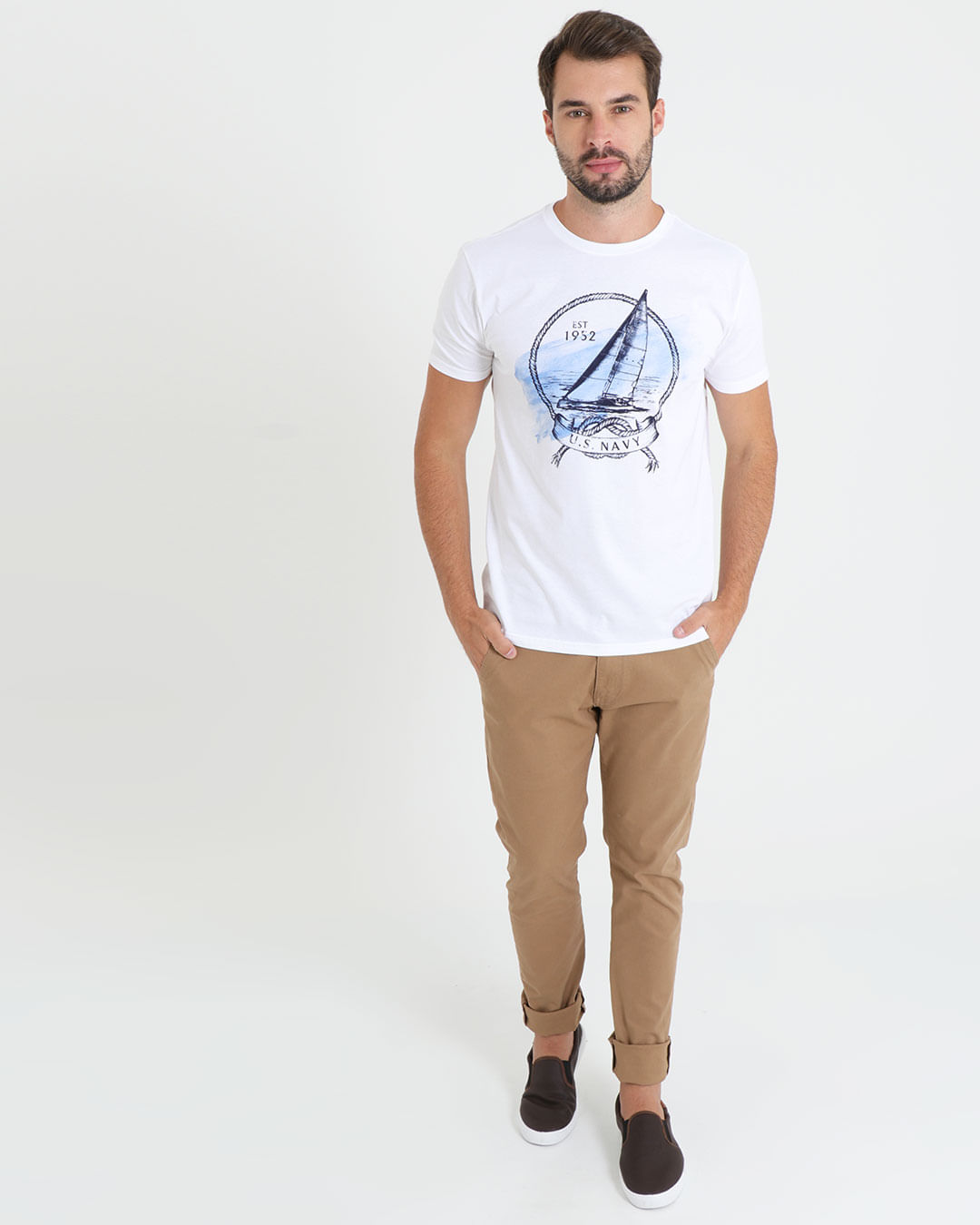 Calca-Sarja-Masculina-Slim-Marrom-Claro
