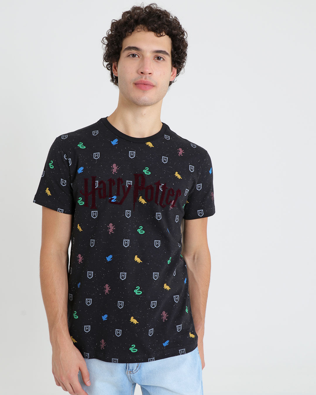 Camiseta-Masculina-Manga-Curta-Botone-Harry-Potter-Warner-Preta