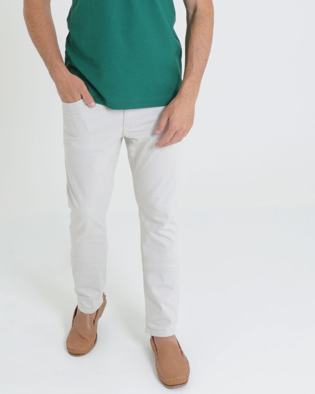 Calca-Sarja-Masculina-Slim-Bege-Claro