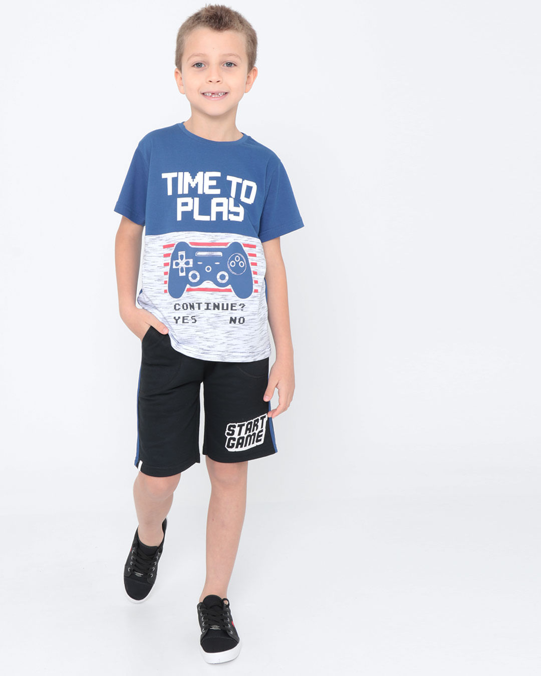 Camiseta-Infantil-Recorte-Videogame-Azul