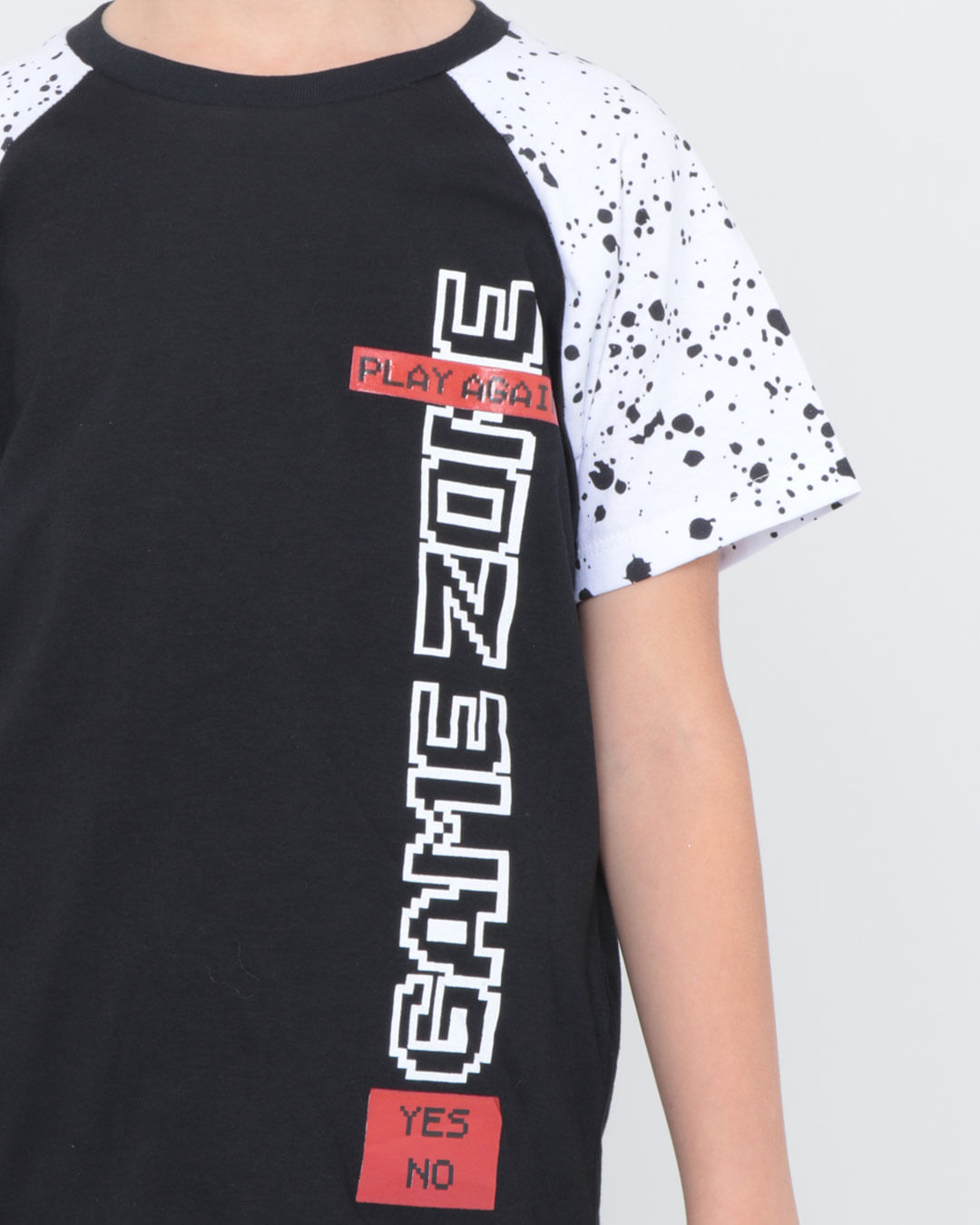 Camiseta-Infantil-Raglan-Game-Zone-Preta