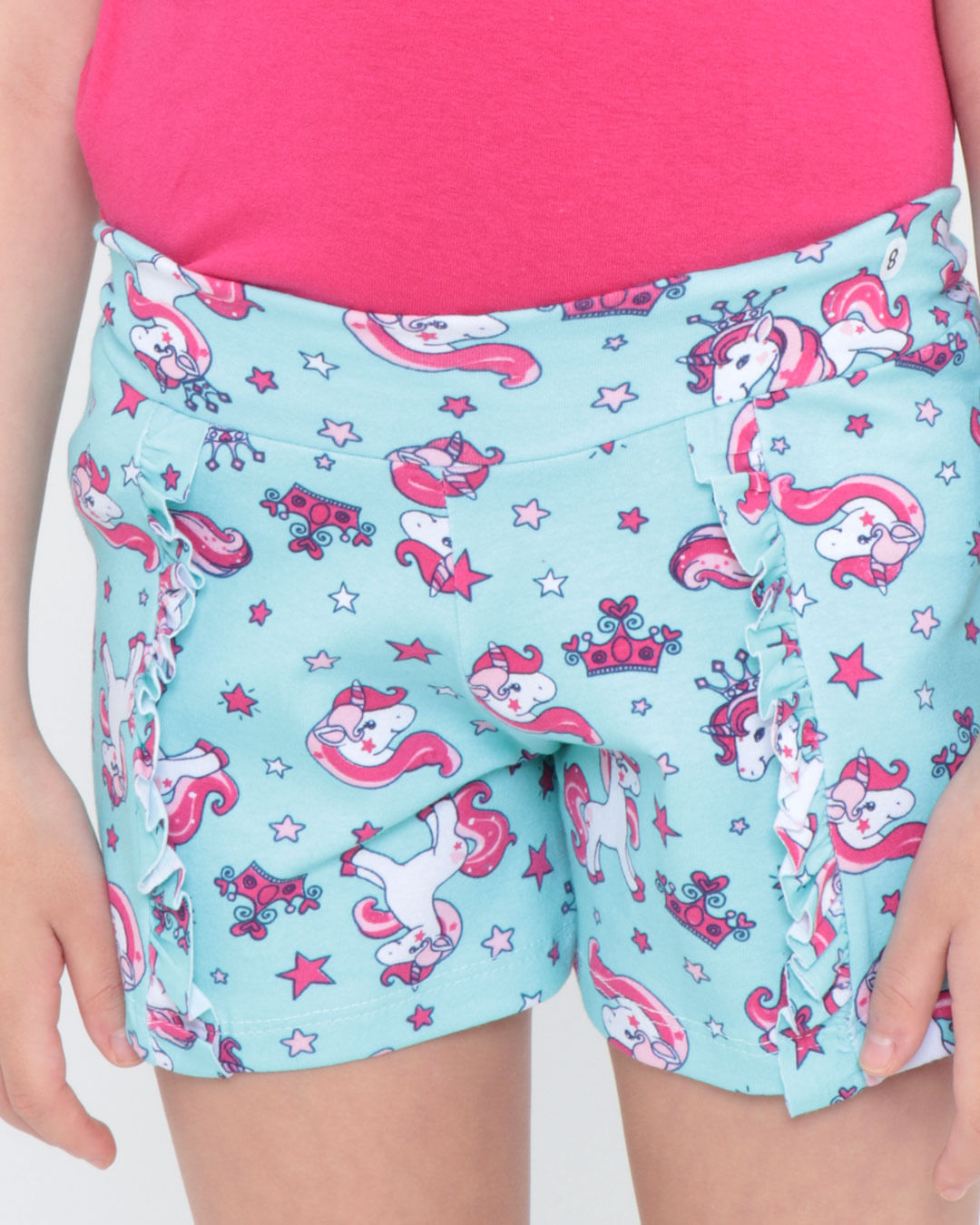 Short-Infantil-Unicornio-Babado-Azul