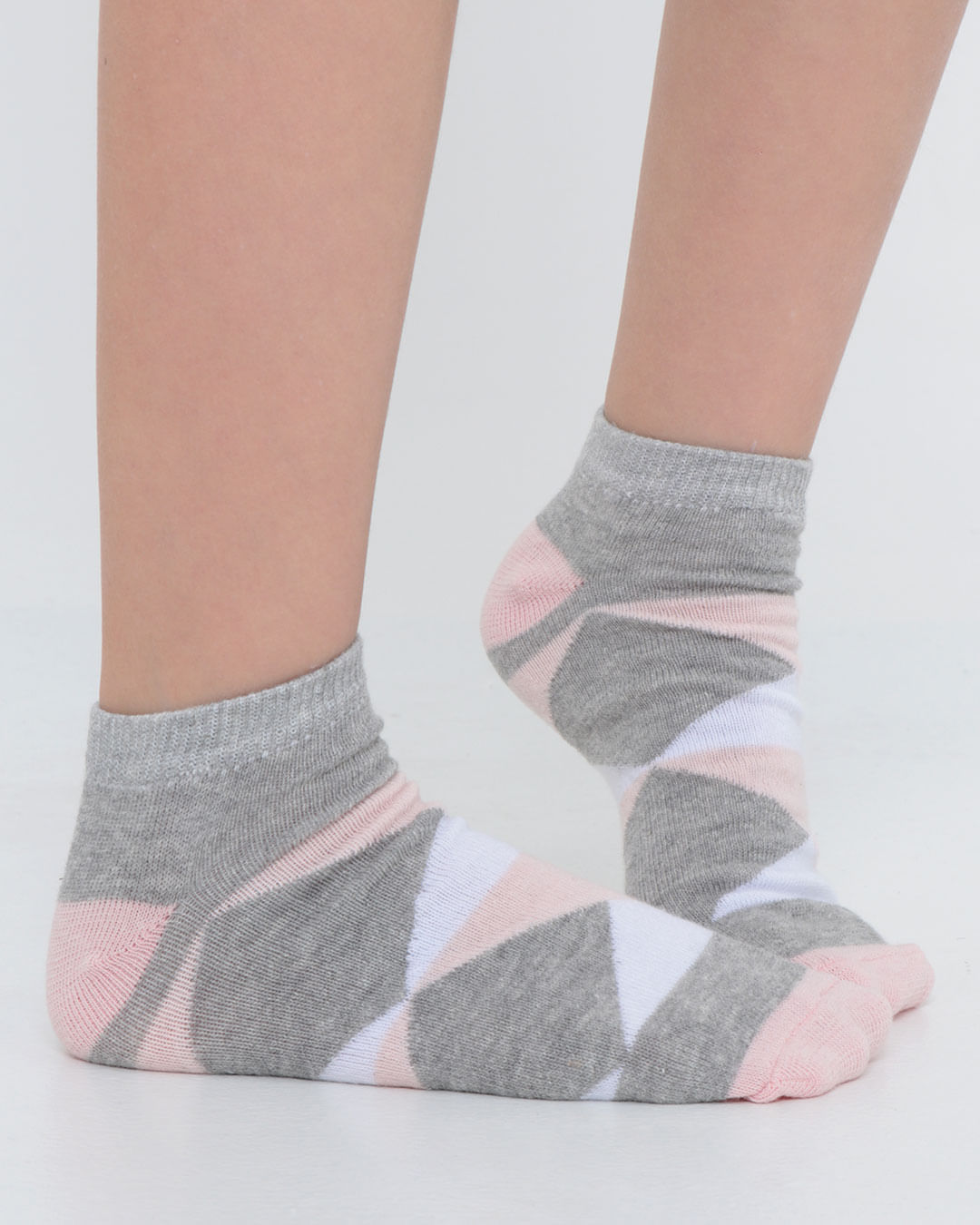Kit-Meia-Infantil-2-Pares-Cano-Curto-Geometrica-Cinza-Rosa
