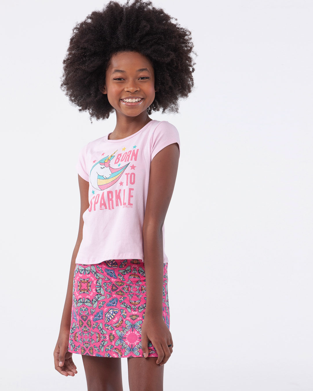 Blusa-Infantil-Unicornio-Born-To-Sparkle-Rosa