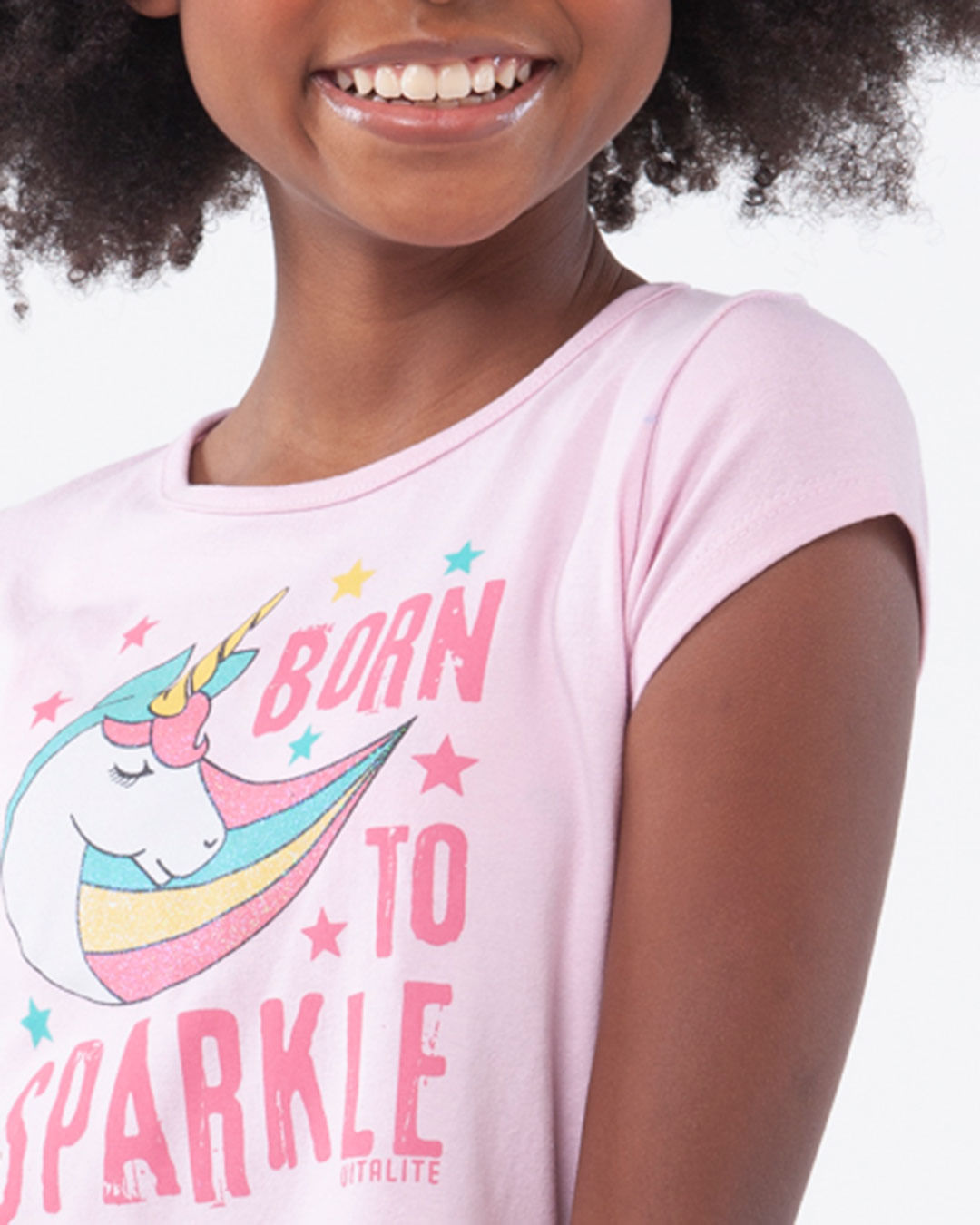 Blusa-Infantil-Unicornio-Born-To-Sparkle-Rosa