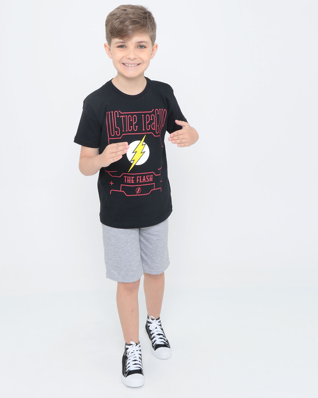 Camiseta-Infantil-The-Flash-Liga-da-Justica-Preta