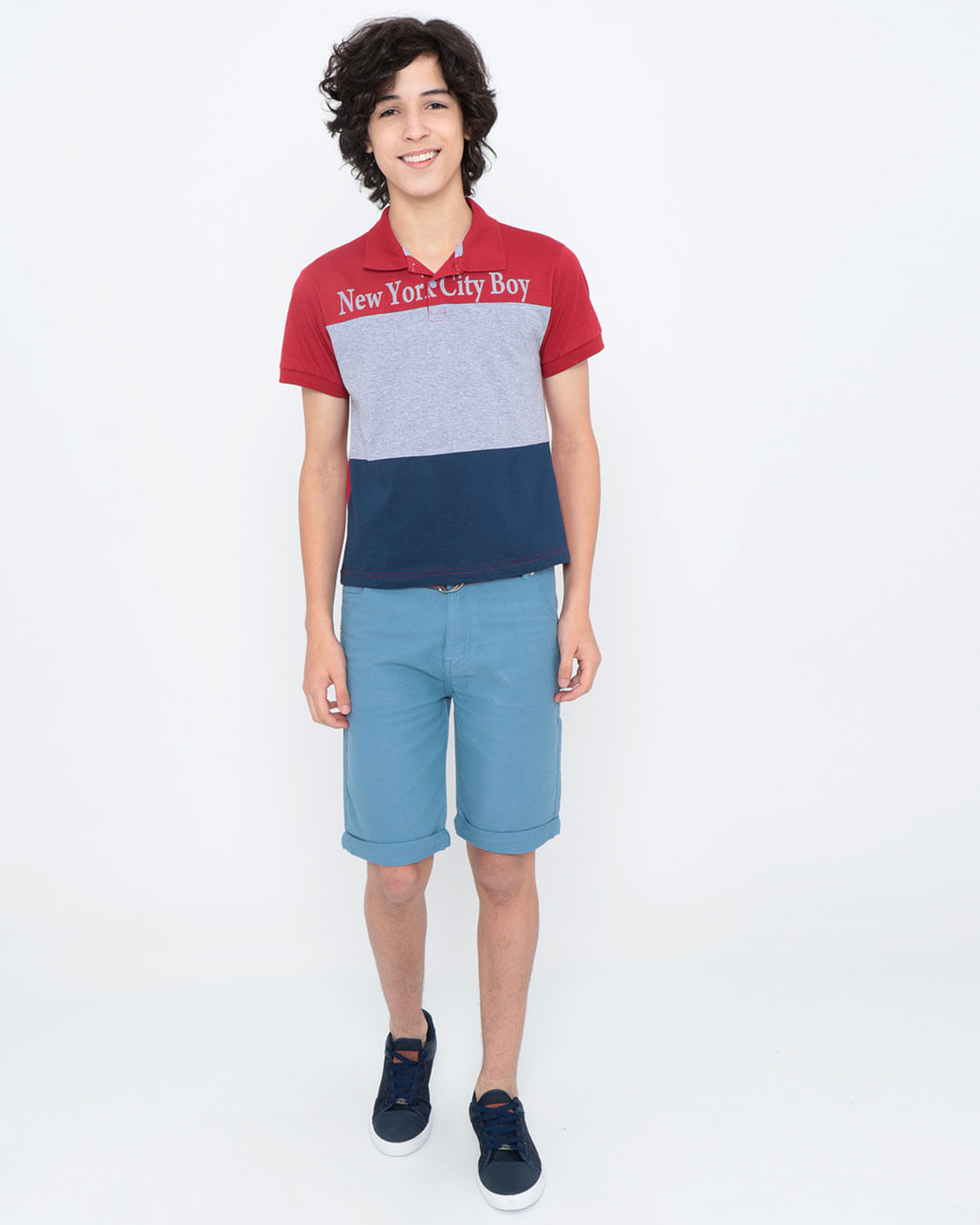 Polo-Juvenil-Multicor-New-York-Vermelha