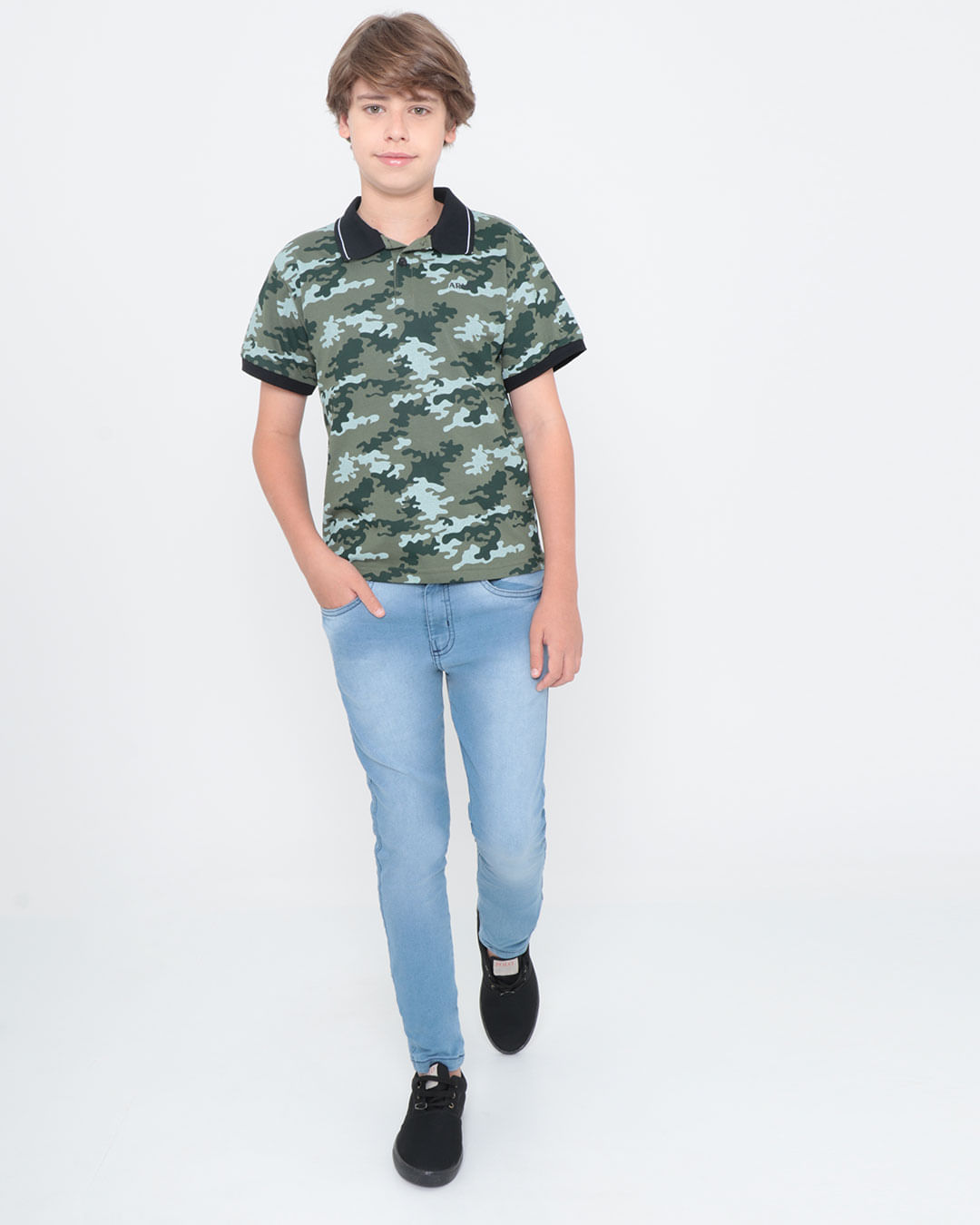 Polo-Juvenil-Camuflada-Verde-Militar