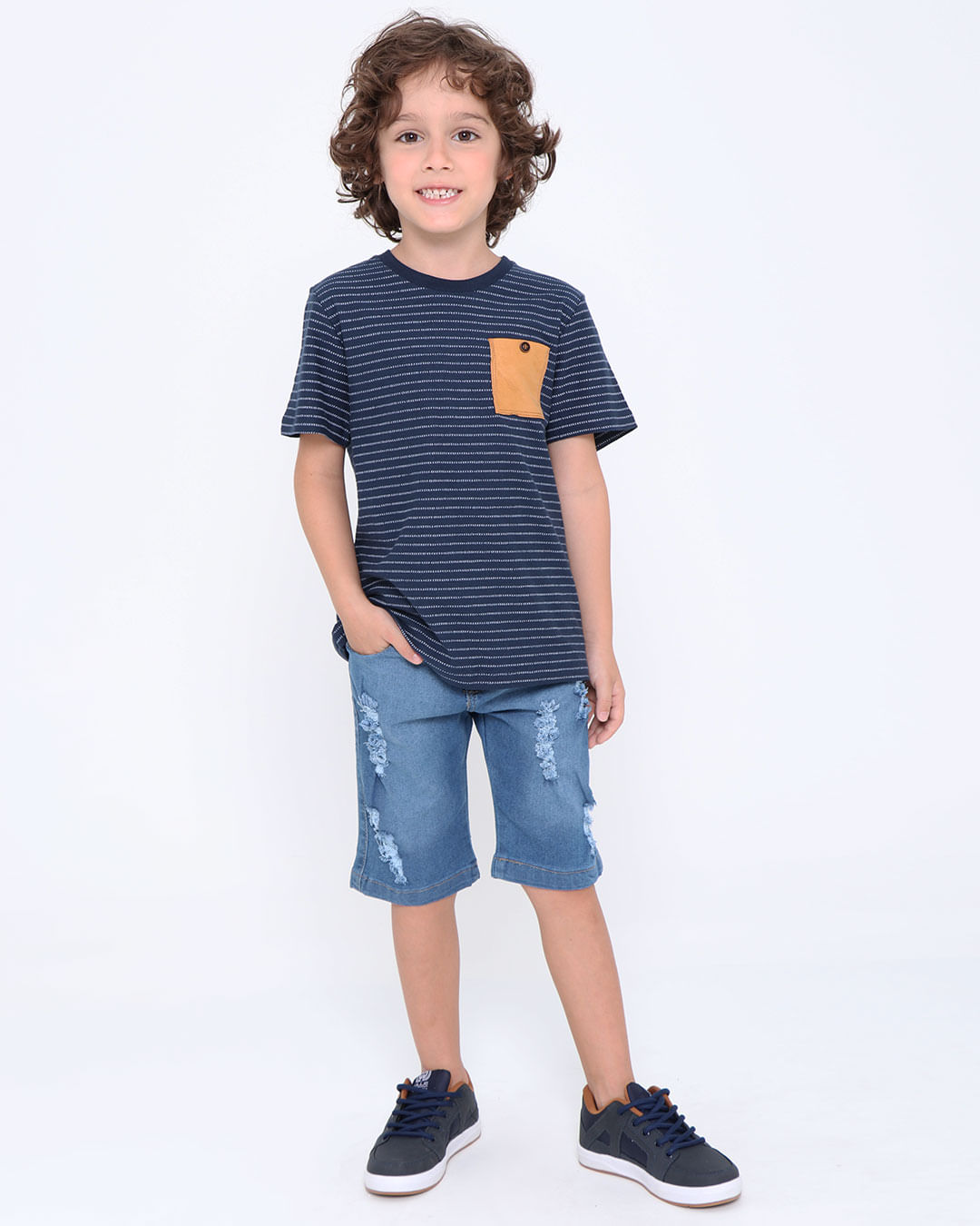 Camiseta-Infantil-Listrada-Azul-Marinho