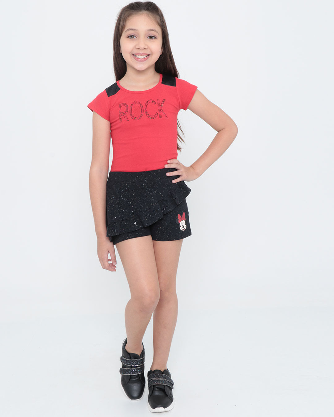 Short-Saia-Infantil-Transpassado-Minnie-Disney-Preto
