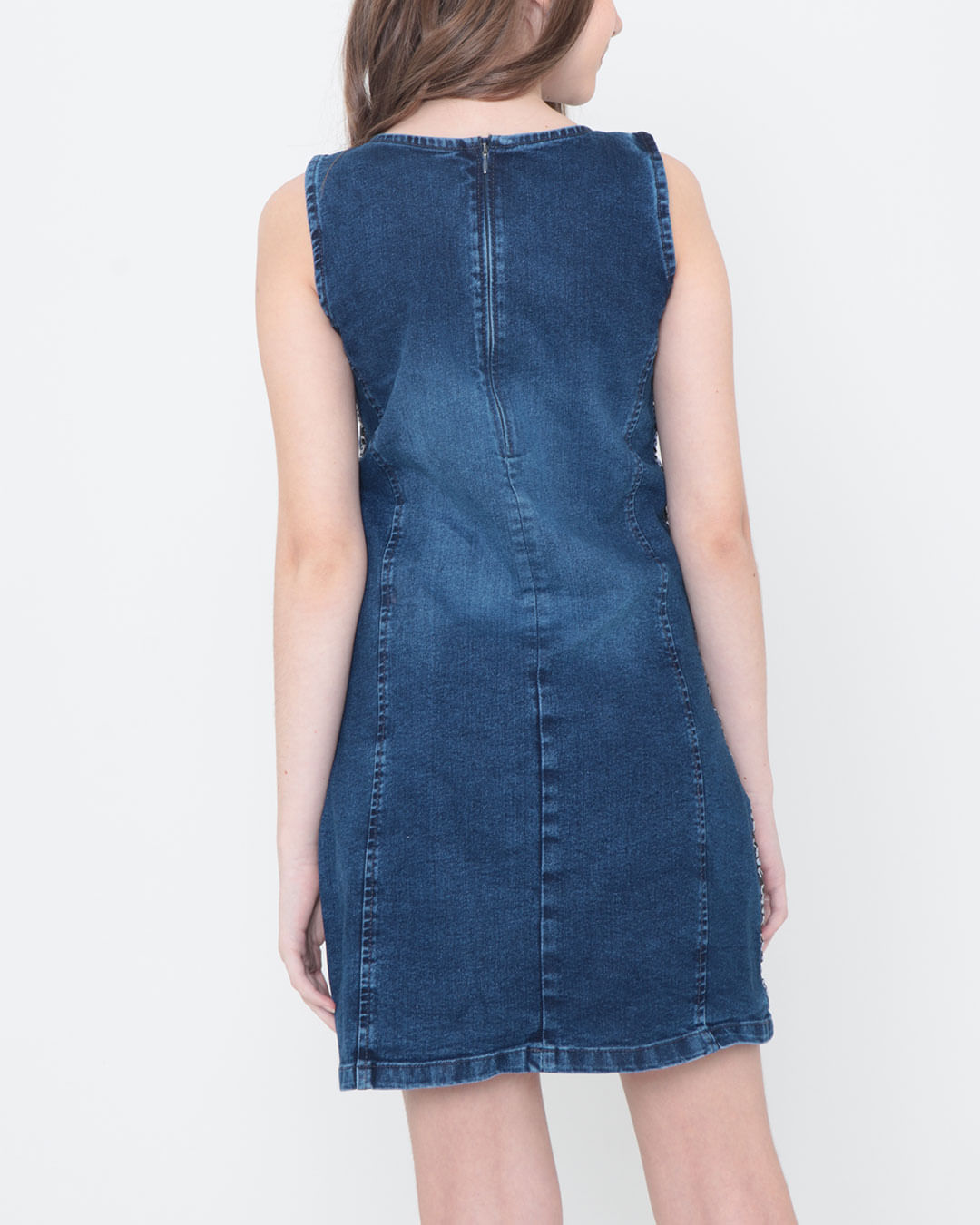 Vestido-Jeans-Juvenil-Faixa-Lateral-Azul-Escuro