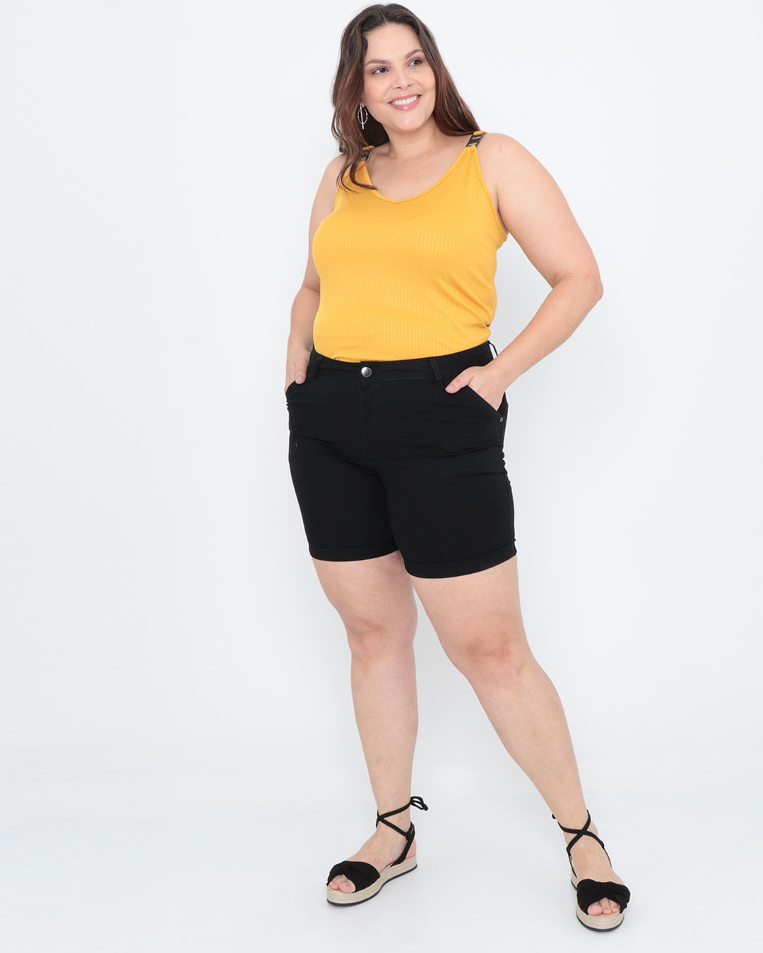 Bermuda-Feminina-Plus-Size-Sarja-Preta