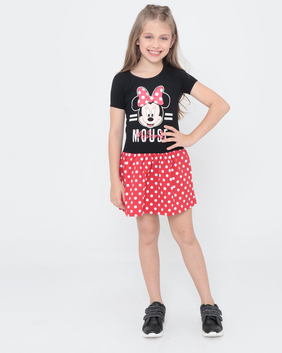 Vestido-Infantil-Poa-Minnie-Disney-Preto