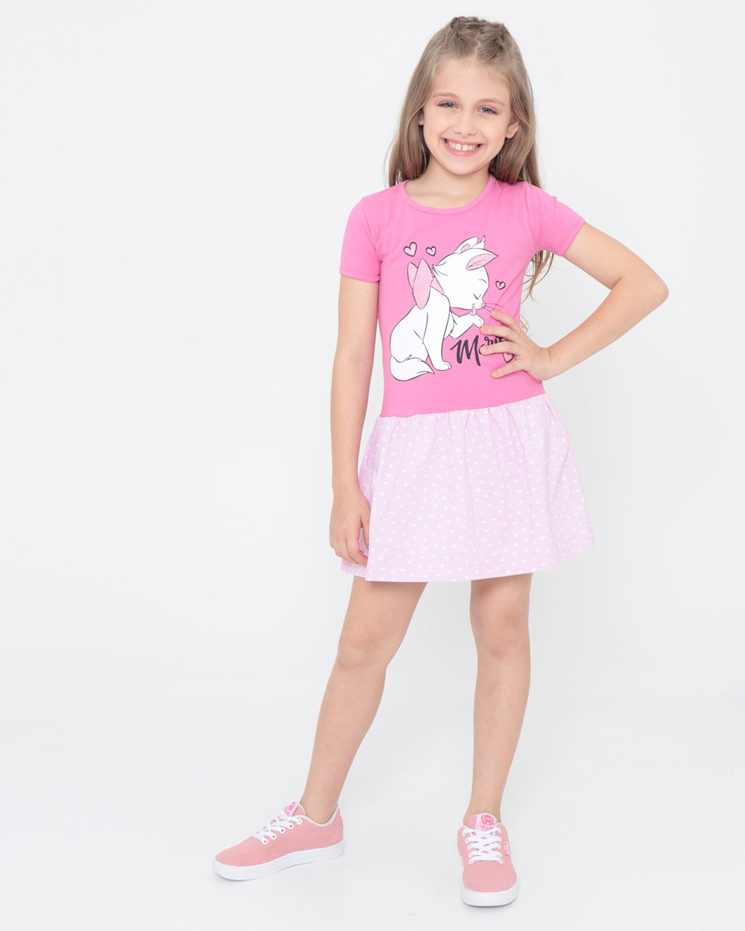 Vestido-Infantil-Manga-Curta-Marie-Disney-Rosa