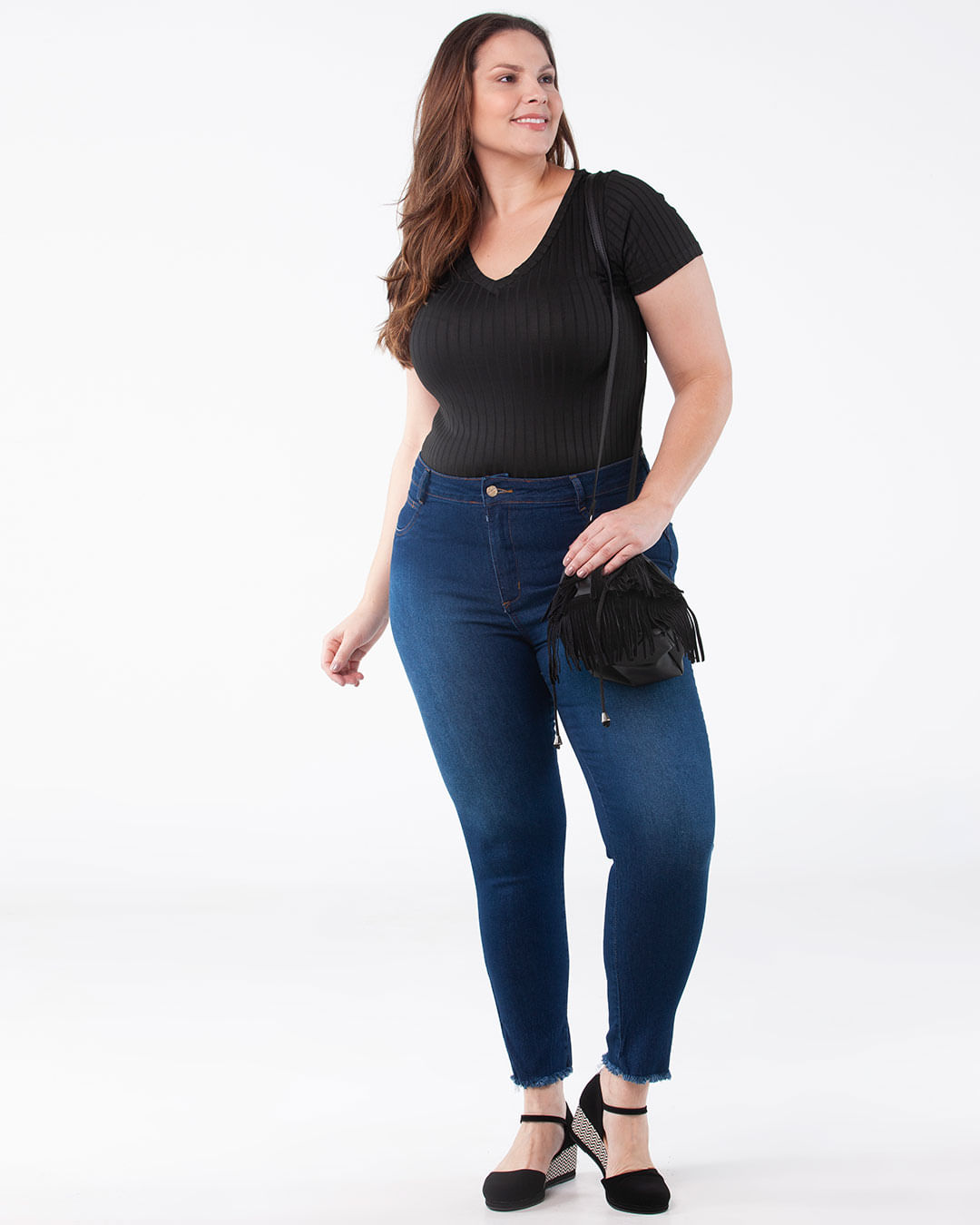 Blusa-Plus-Size-Malha-Canelada-Preta