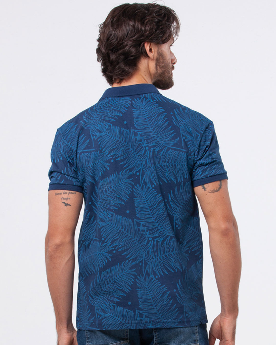 Polo-Estampada-Florida-Azul