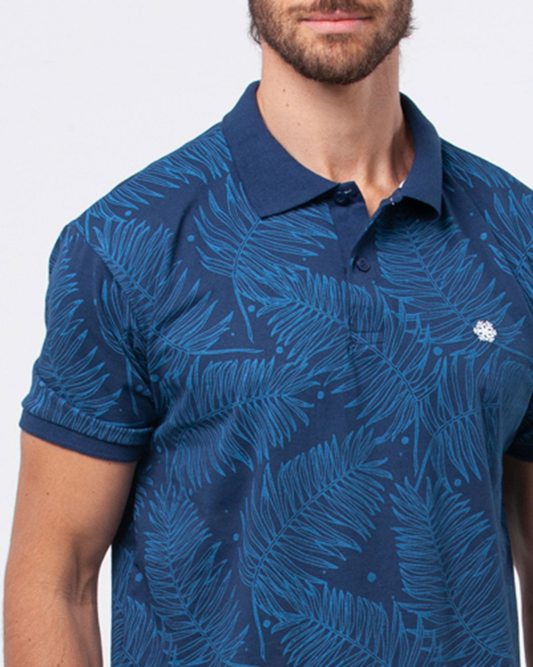 Polo-Estampada-Florida-Azul