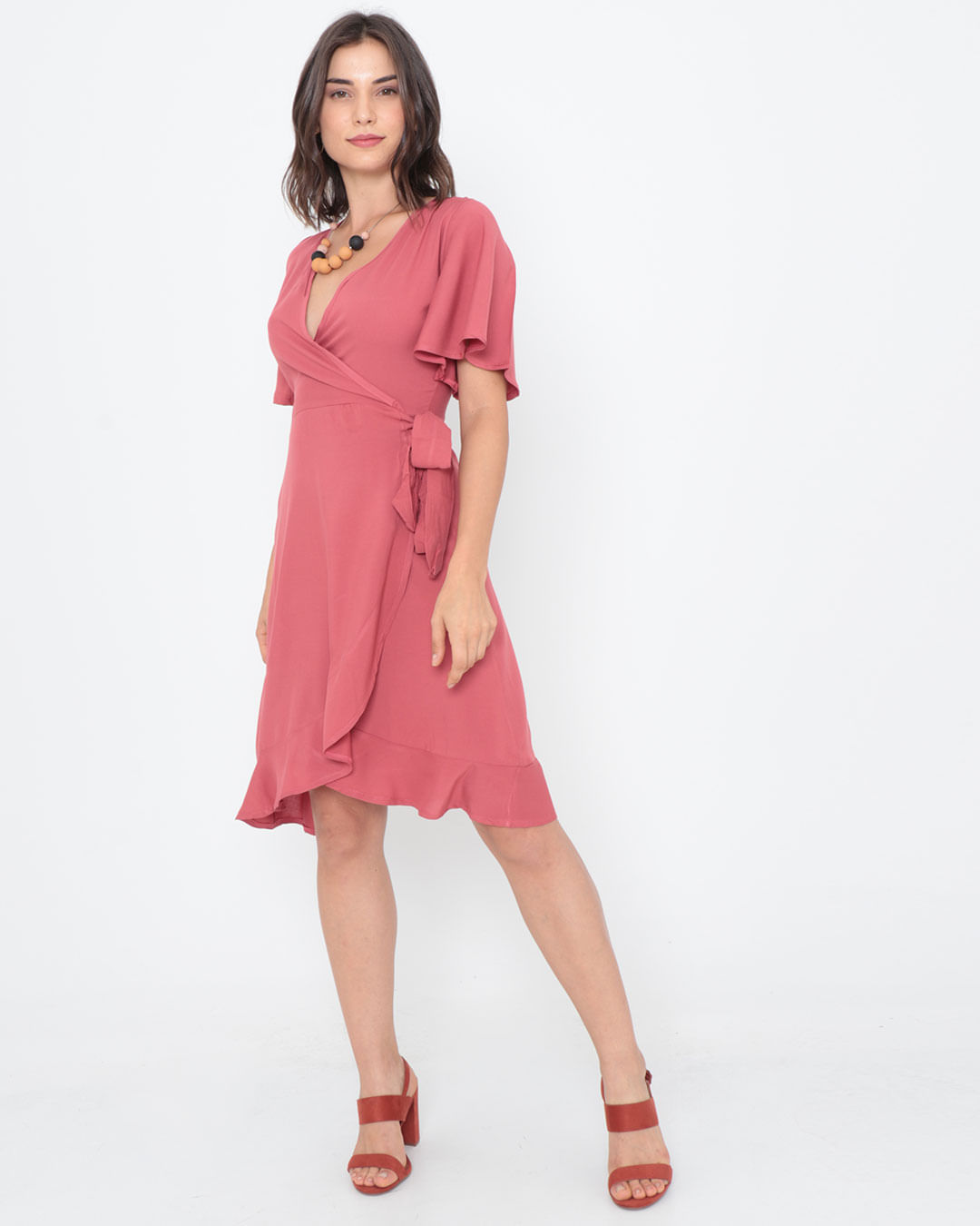 Vestido-Curto-Manga-Morcego-Transpassado-Rosa