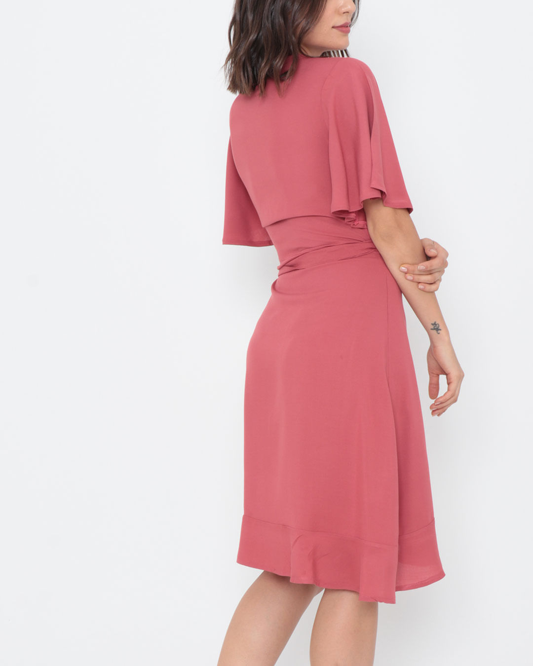 Vestido-Curto-Manga-Morcego-Transpassado-Rosa