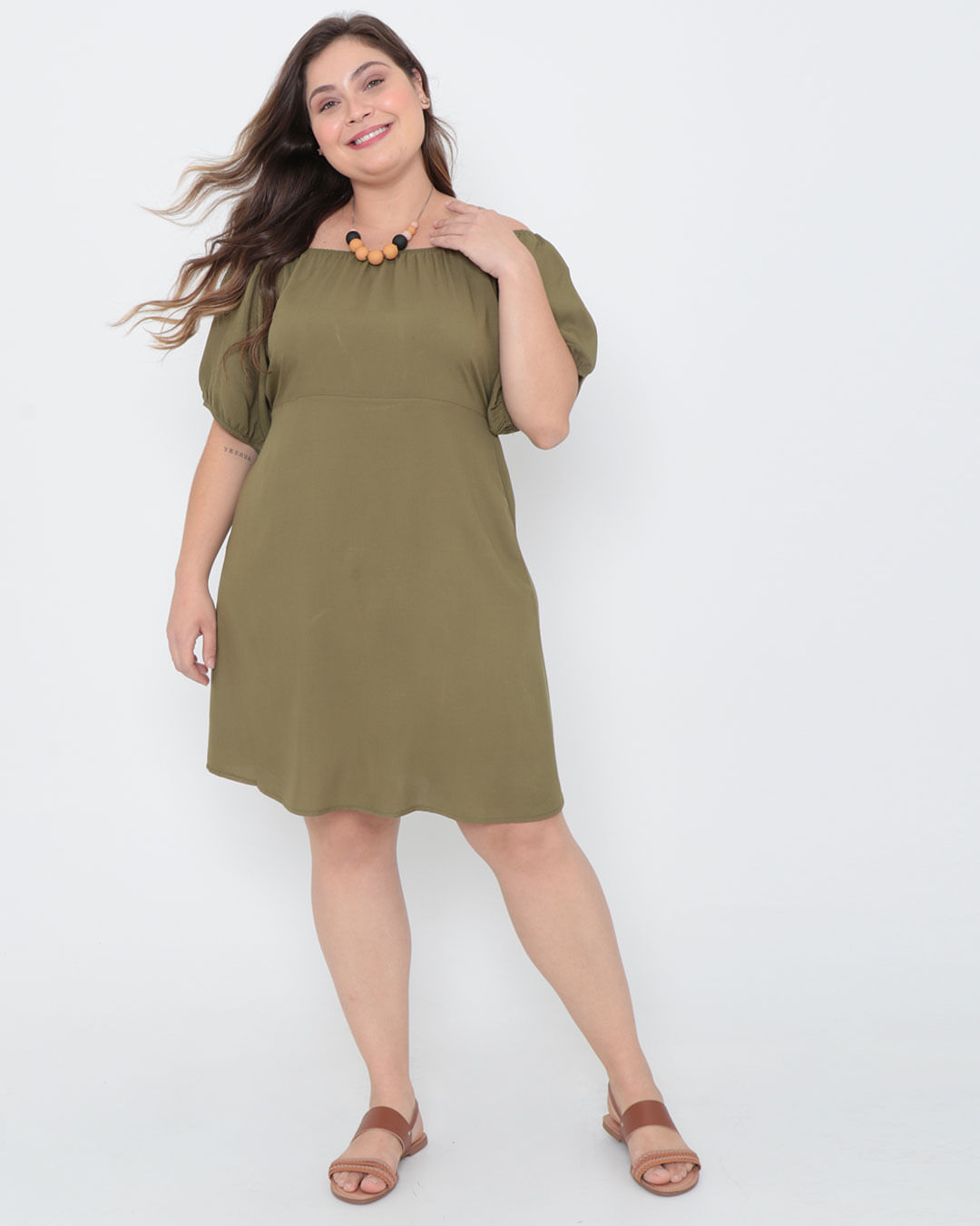 Vestido-Plus-Size-Ciganinha-Liso-Verde