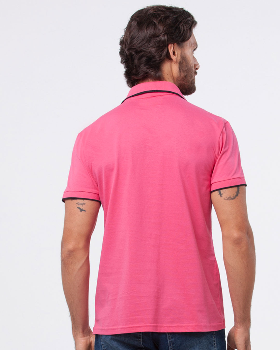 Polo-Masculina-Manga-Curta-Com-Vies-Rosa