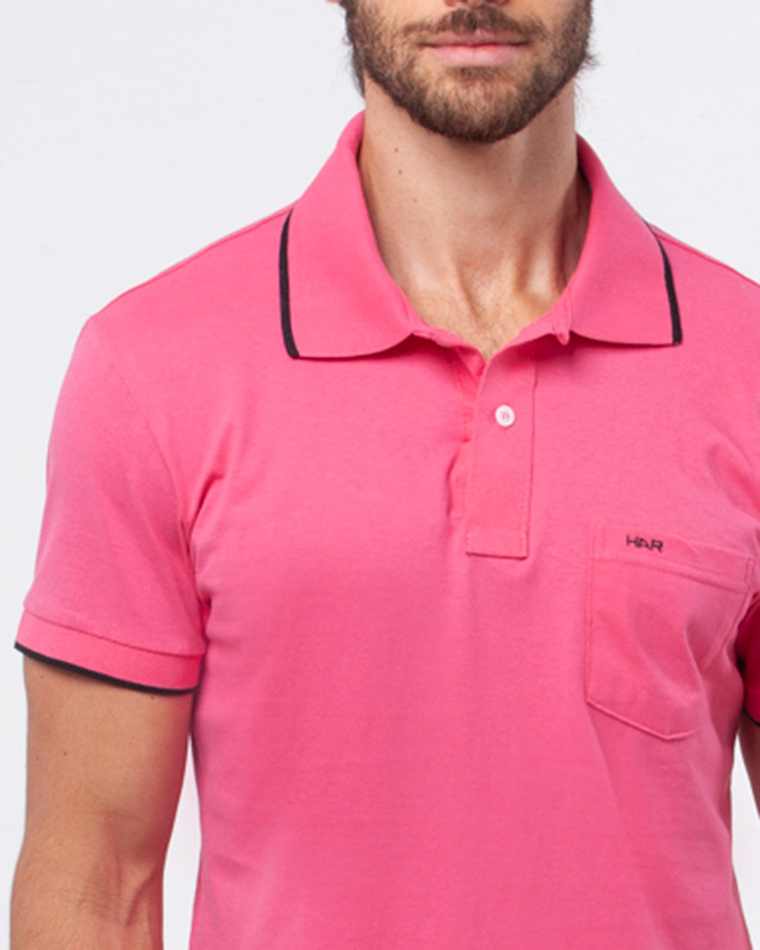 Polo-Masculina-Manga-Curta-Com-Vies-Rosa