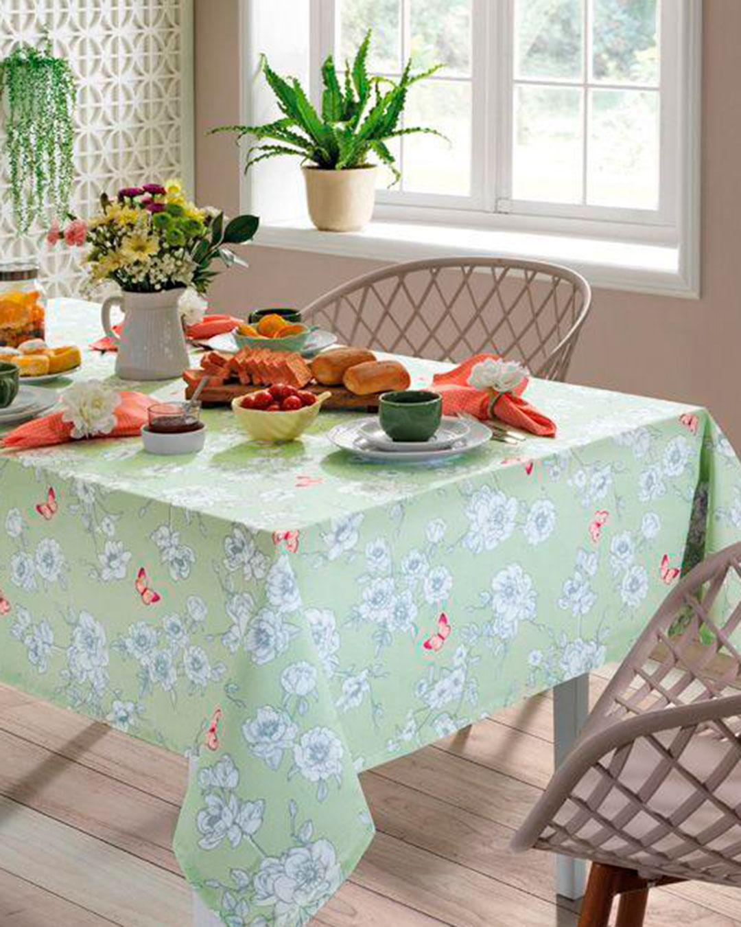 Toalha-de-Mesa-Genebra-Floral-Verde