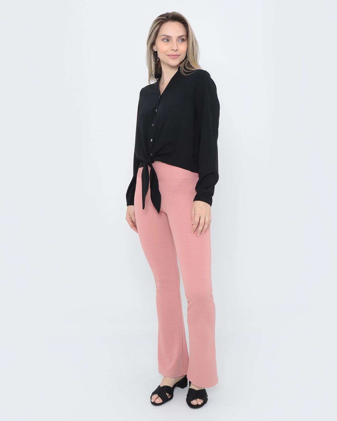 Calca-Feminina-Flare-Malha-Texturizada-Rose