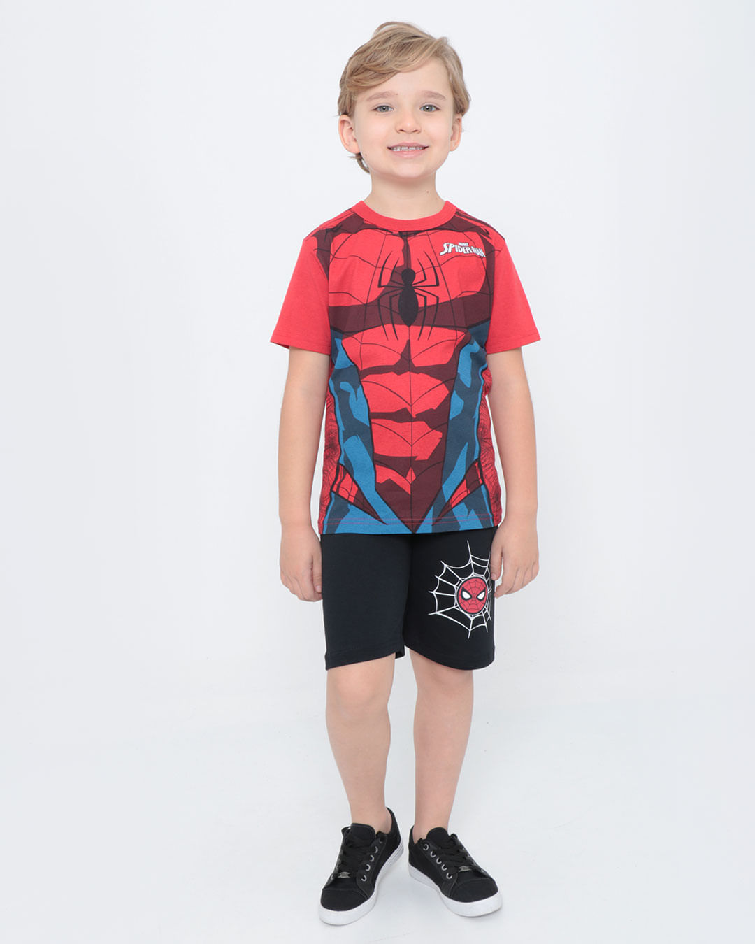 Bermuda-Infantil-Moletom-Teia-Homem-Aranha-Marvel-Preta