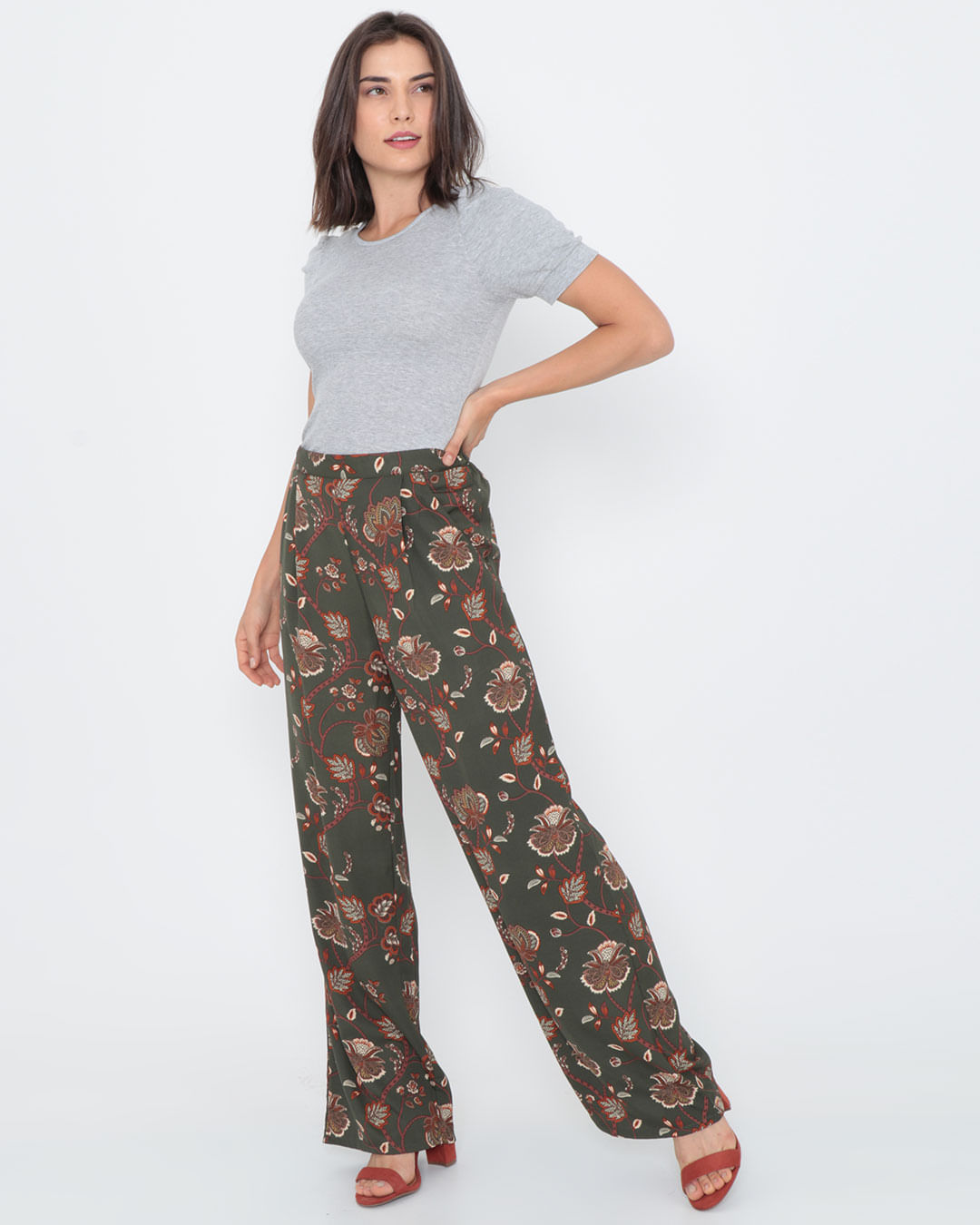 Calca-Feminina-Pantalona-Floral-Verde