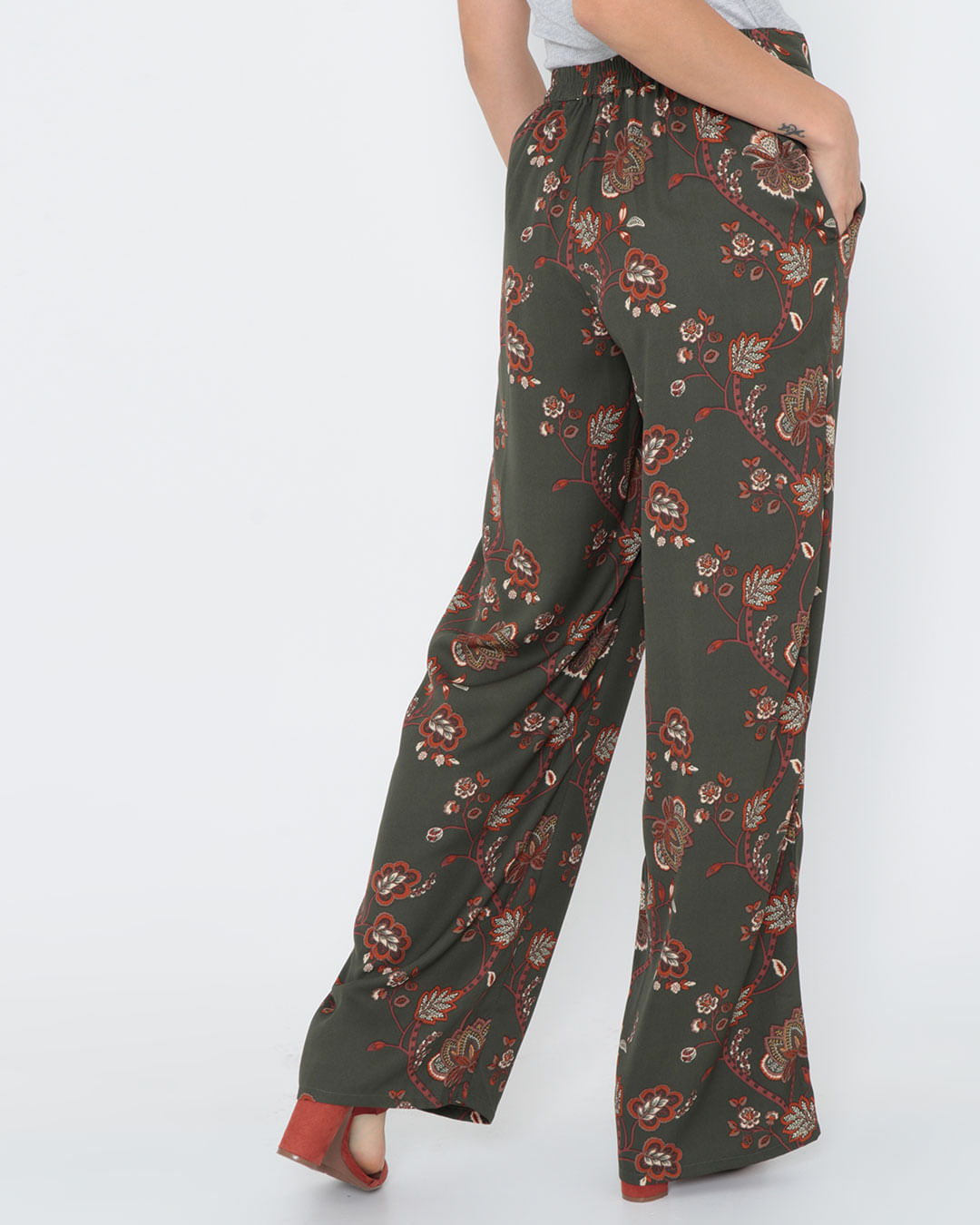 Calca-Feminina-Pantalona-Floral-Verde
